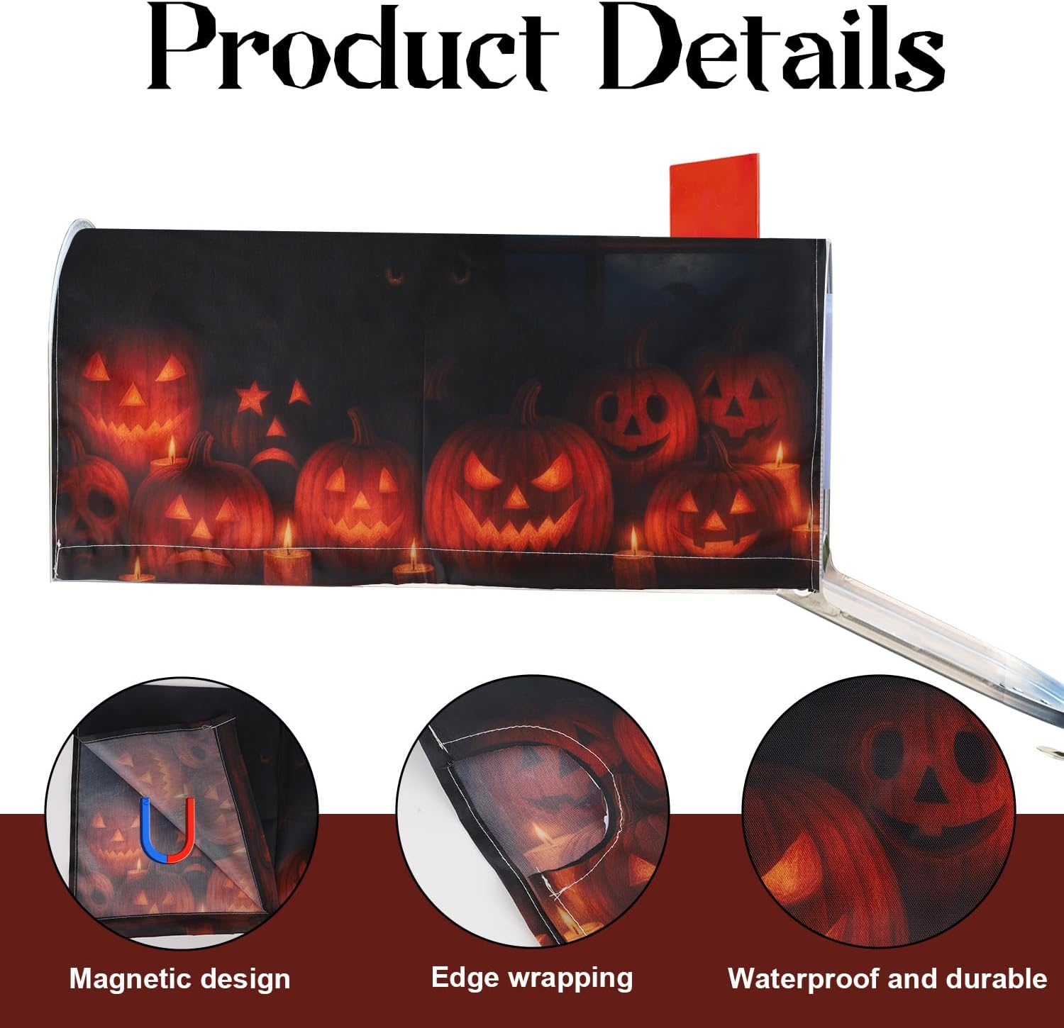 Halloween Magnetic Mailbox Cover, 20.9X18 Inch Black Cat Pumpkin Mailbox Cover Spooky Fall Post Box Wraps for Outdoor Garden Yard Decoration (Black Cat) image number 2