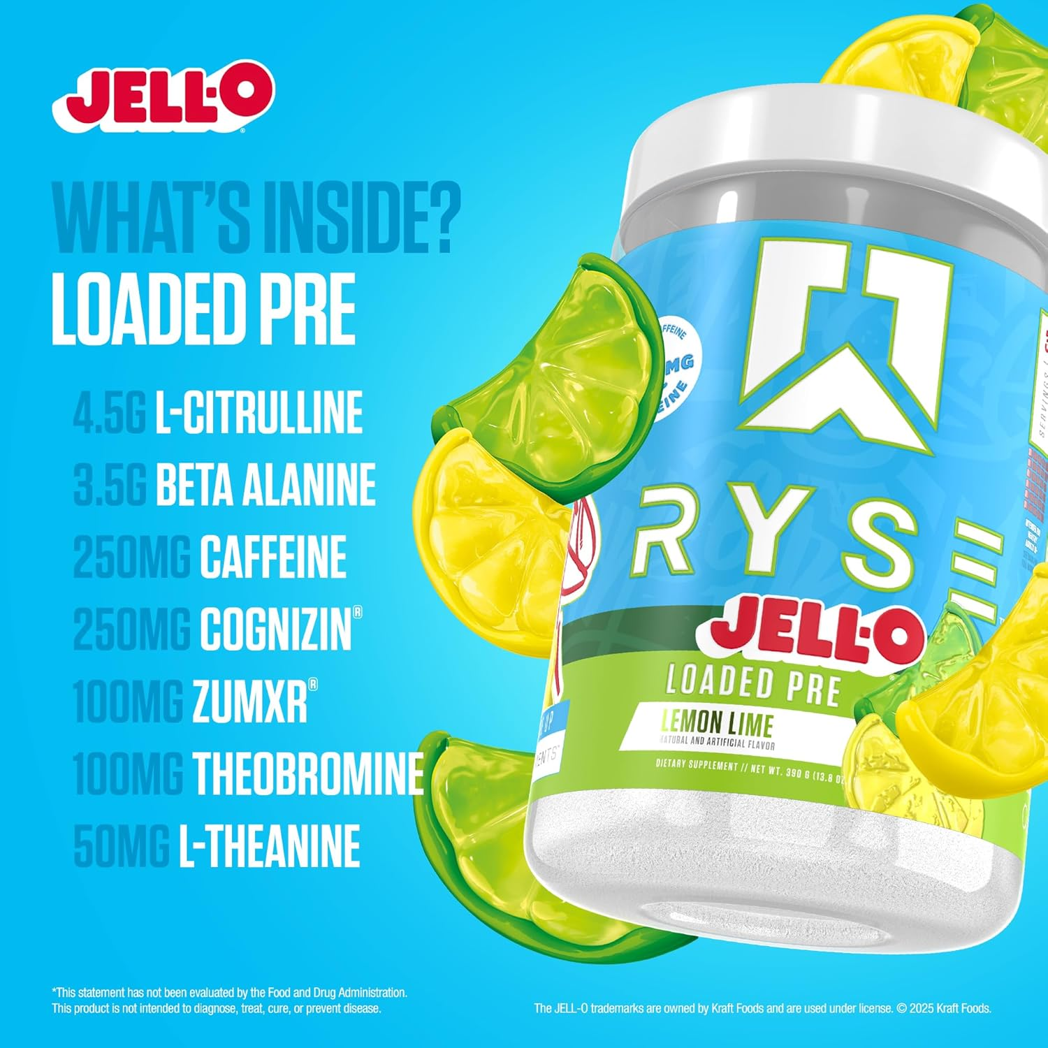 Ryse Loaded Preworkout Powder 390 G, Jell-O Lemon Lime, 30 Servings image number 2