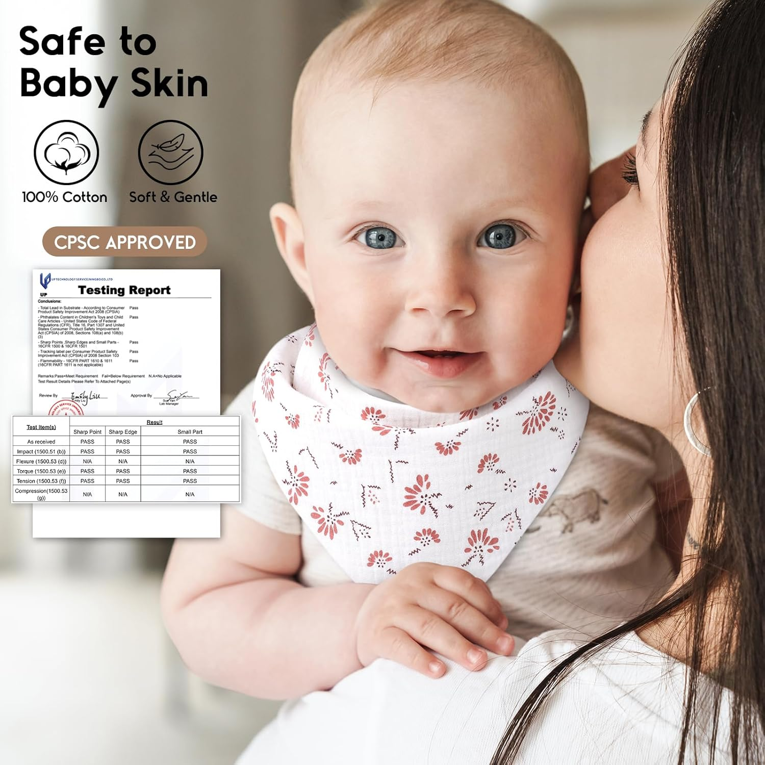 Yoofoss Baby Muslin Bibs 10 Pack Bandana Drool Bibs for Boys Girls Neutral, 100% Cotton Soft Absorbent Baby Bibs for Teething Drooling, Flower image number 6