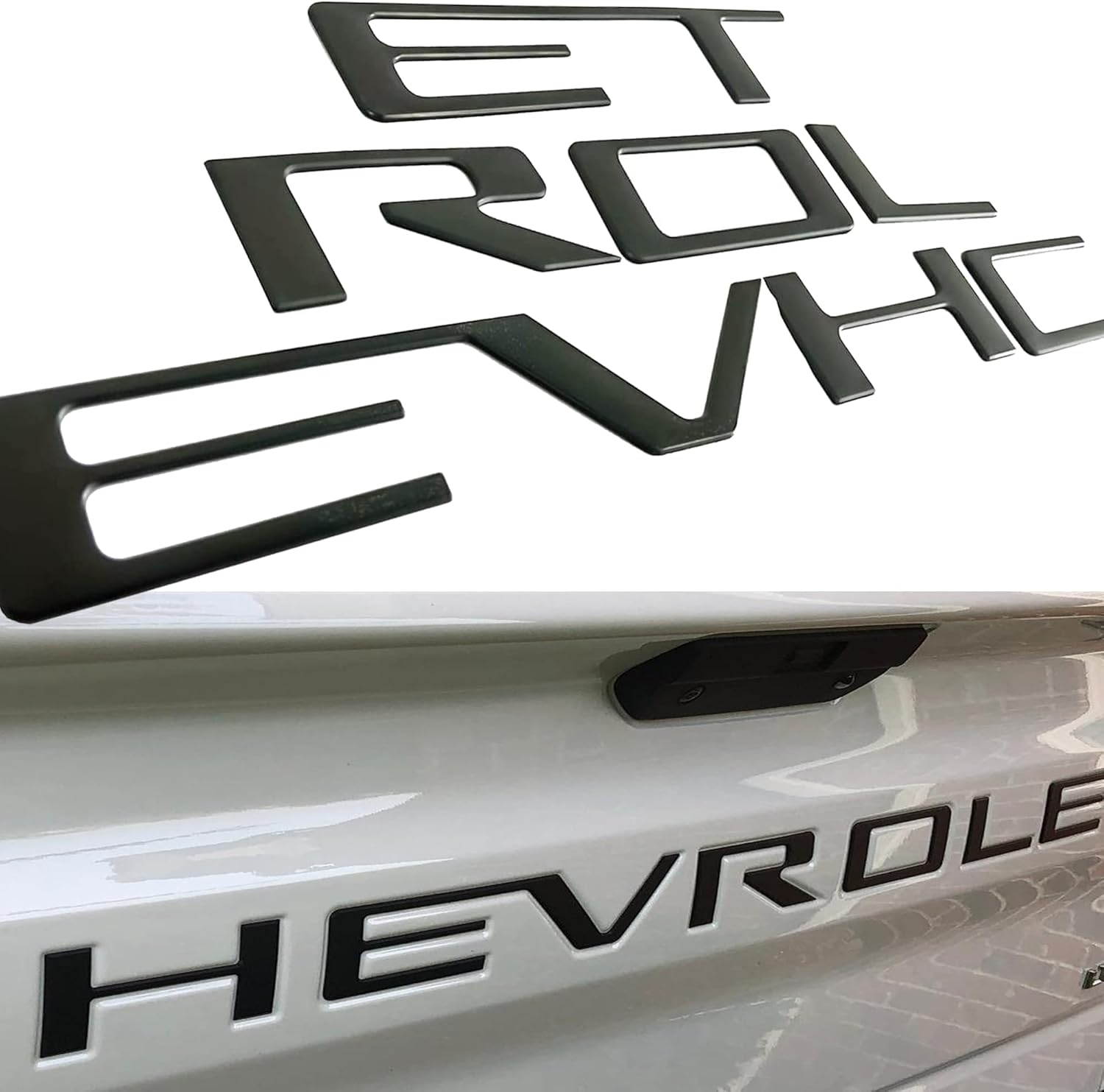 Tailgate Insert Letters Compatible with 2019 2020 2021 2022 2023 Chevy Silverado 3D Emblems Badge with Strong 3-M Adhesive Matte Black image number 1