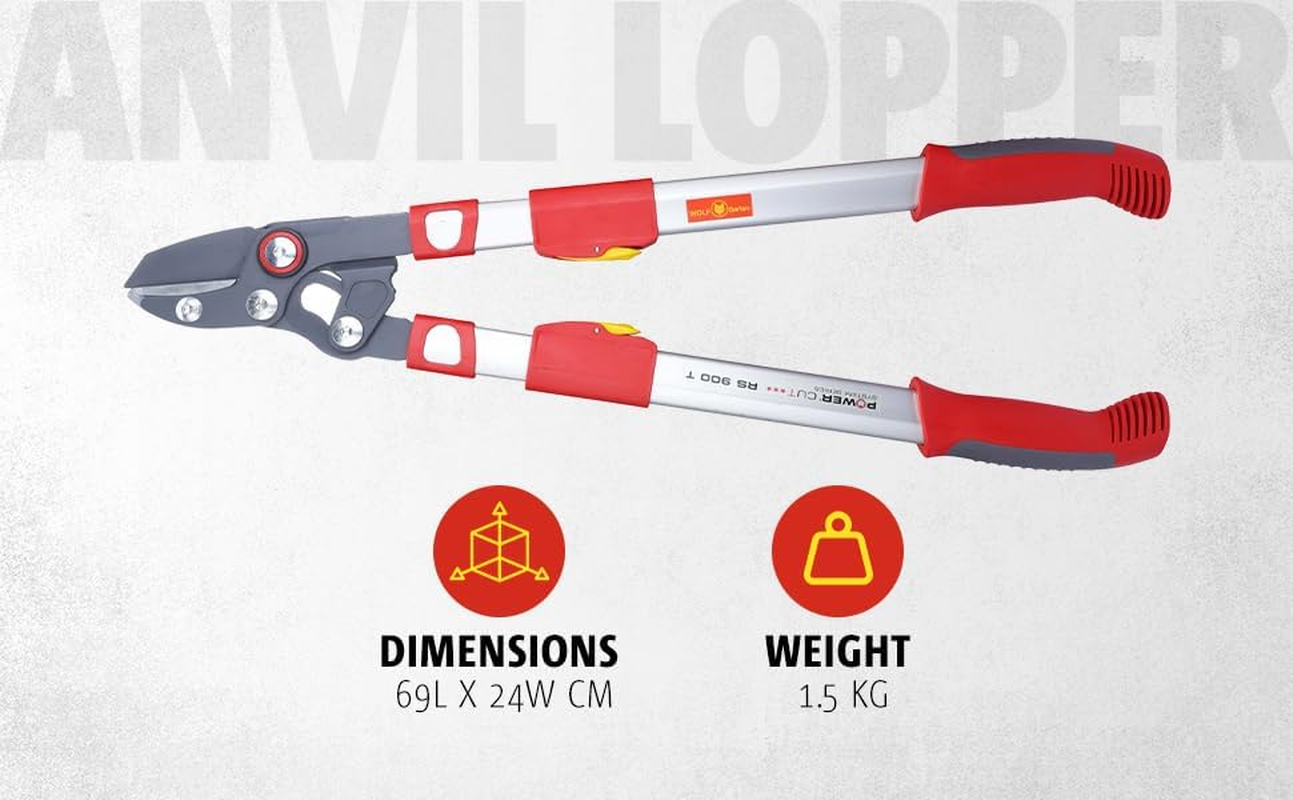 Wolf-Garten RS900T Power Cut Telescopic Anvil Loppers, Red, 50 Mm image number 1