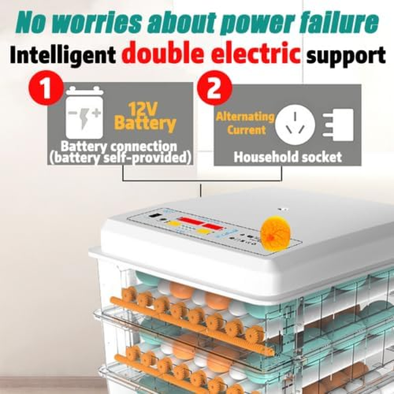 36 Egg Incubator Automatic Digital Led Hatch Turning Chicken Duck Eggs Poultry Adjustable Temp & Humidity, Alarm Function, Suitable for Chicken, Duck - White, 220V image number 5