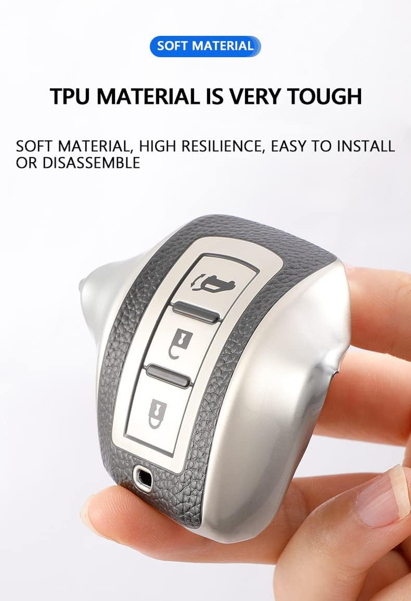 HIBEYO TPU Car Key Fob Cover with Keychain Fits for Mitsubishi - Red image number 5