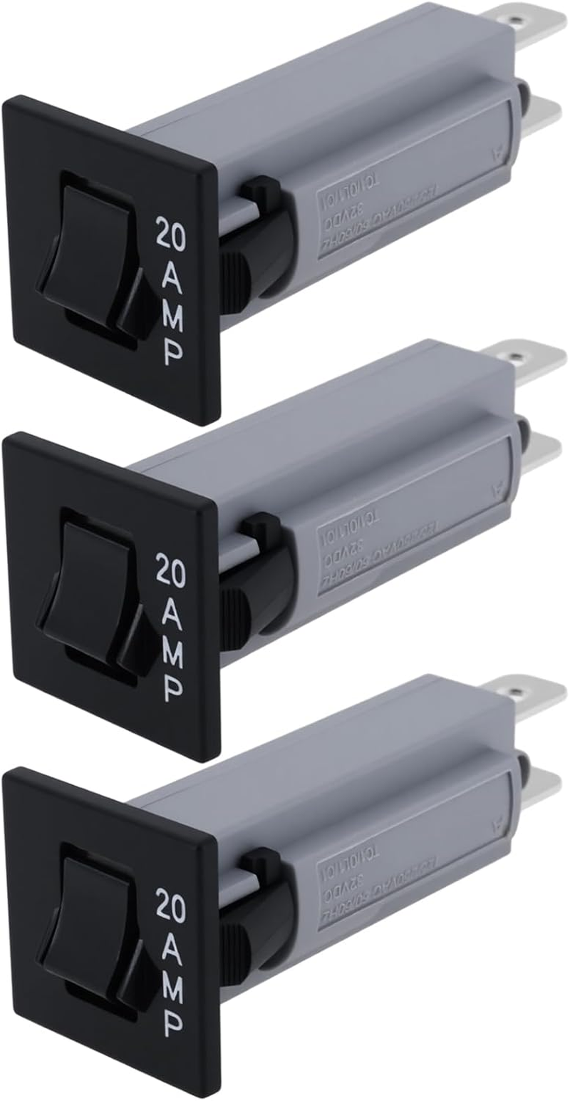 3Pcs W Type 20A 2Pin Thermal Circuit Snap-In Breaker Fuse Suitable for Transformers Motors Battery Chargers image number 2