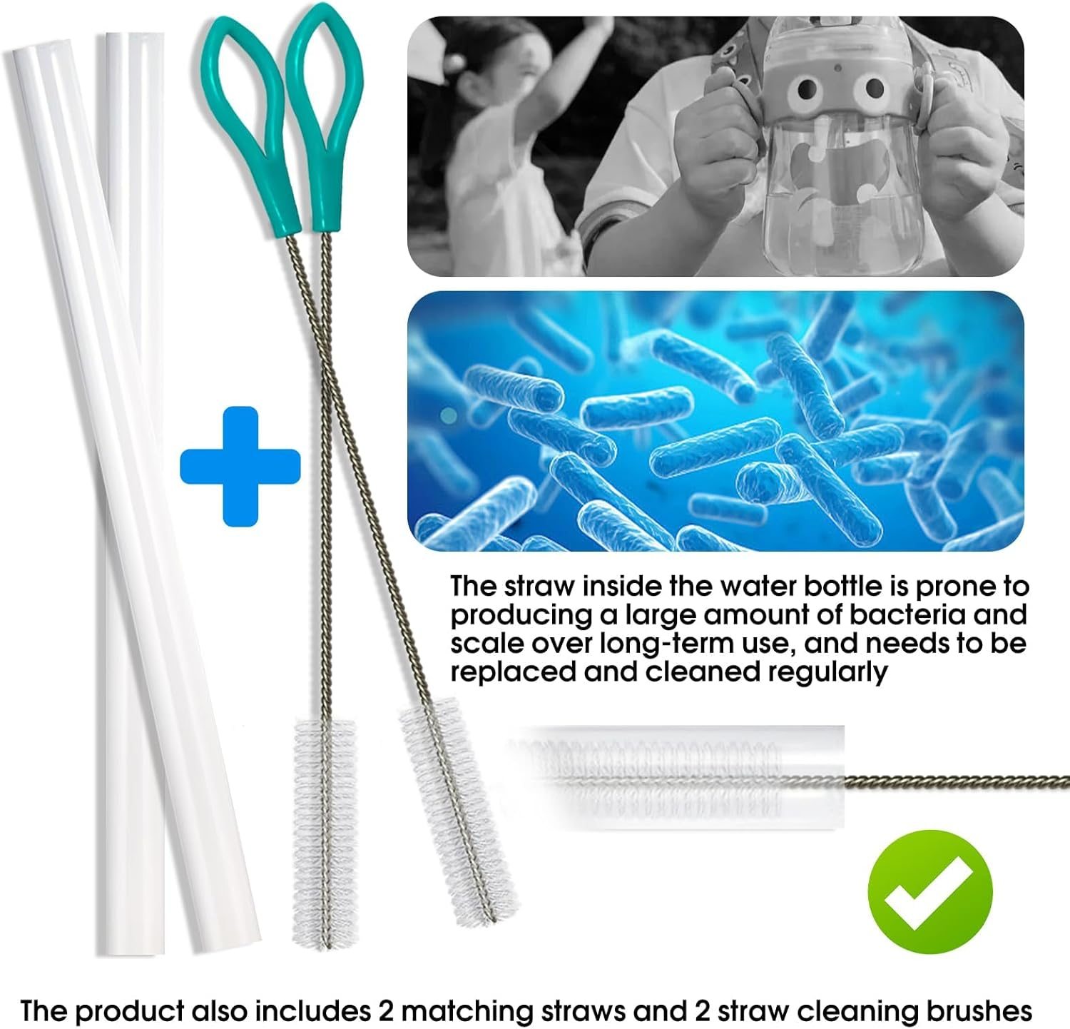 Powerful 6 Pcs Bite Valve and Straw Fit All Camelbak Eddy Kids Water Bottle(6 Bite Valve & 2 Straws & 2 Brushes) image number 3