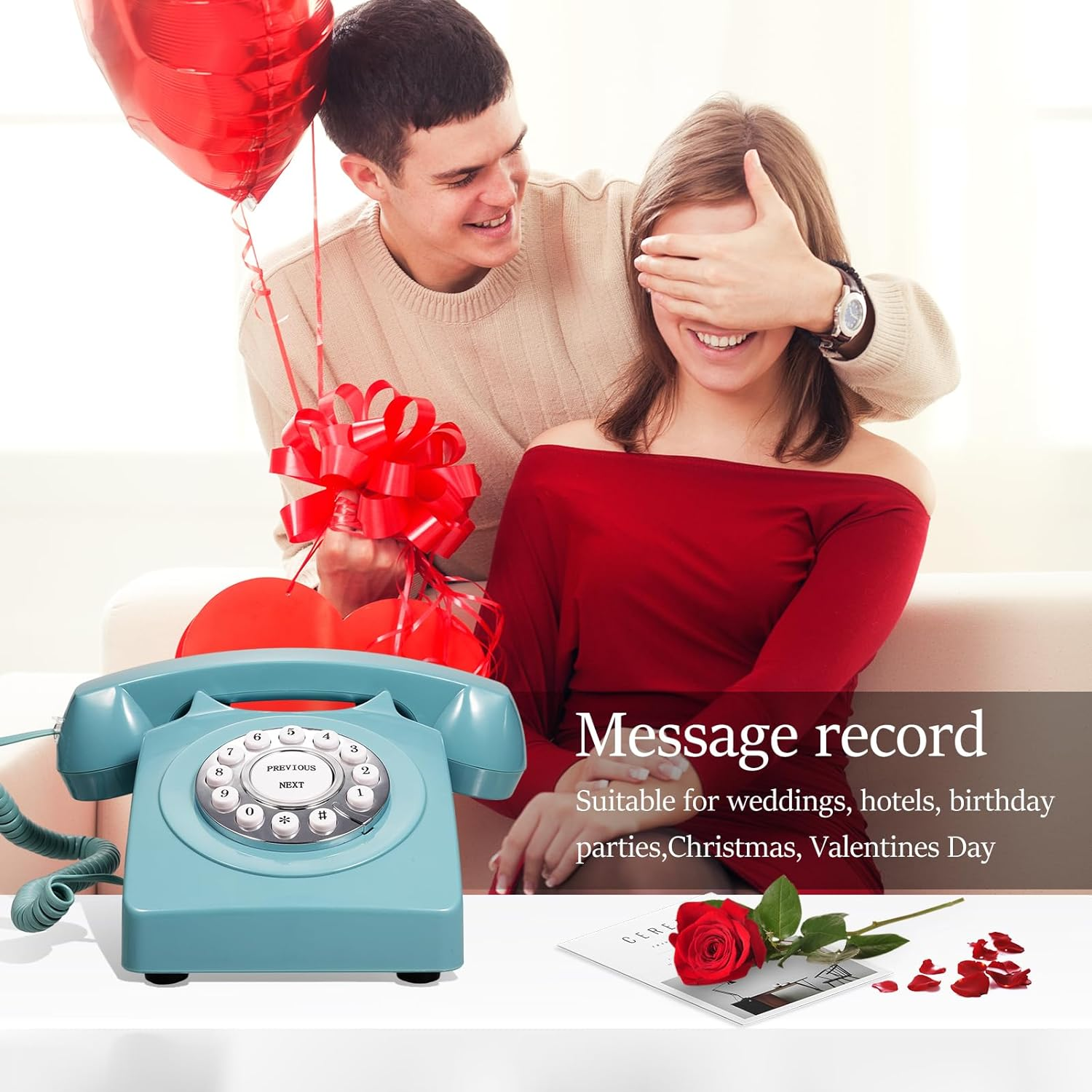LAPOOH Audio Message Book Voice Record Wedding Phone Customized with Voicemail Best Wishes Suitable for Bridal Shower Birthday Party Baby Shower Anniversary Engagement image number 3
