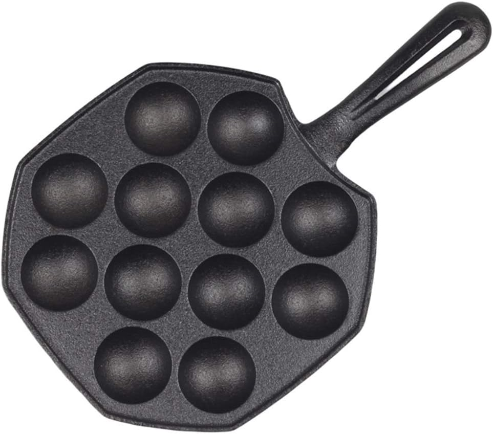 SOGA 18CM Cast Iron Takoyaki Fry Pan Octopus Balls Maker 12 Hole Cavities Grill Mold
