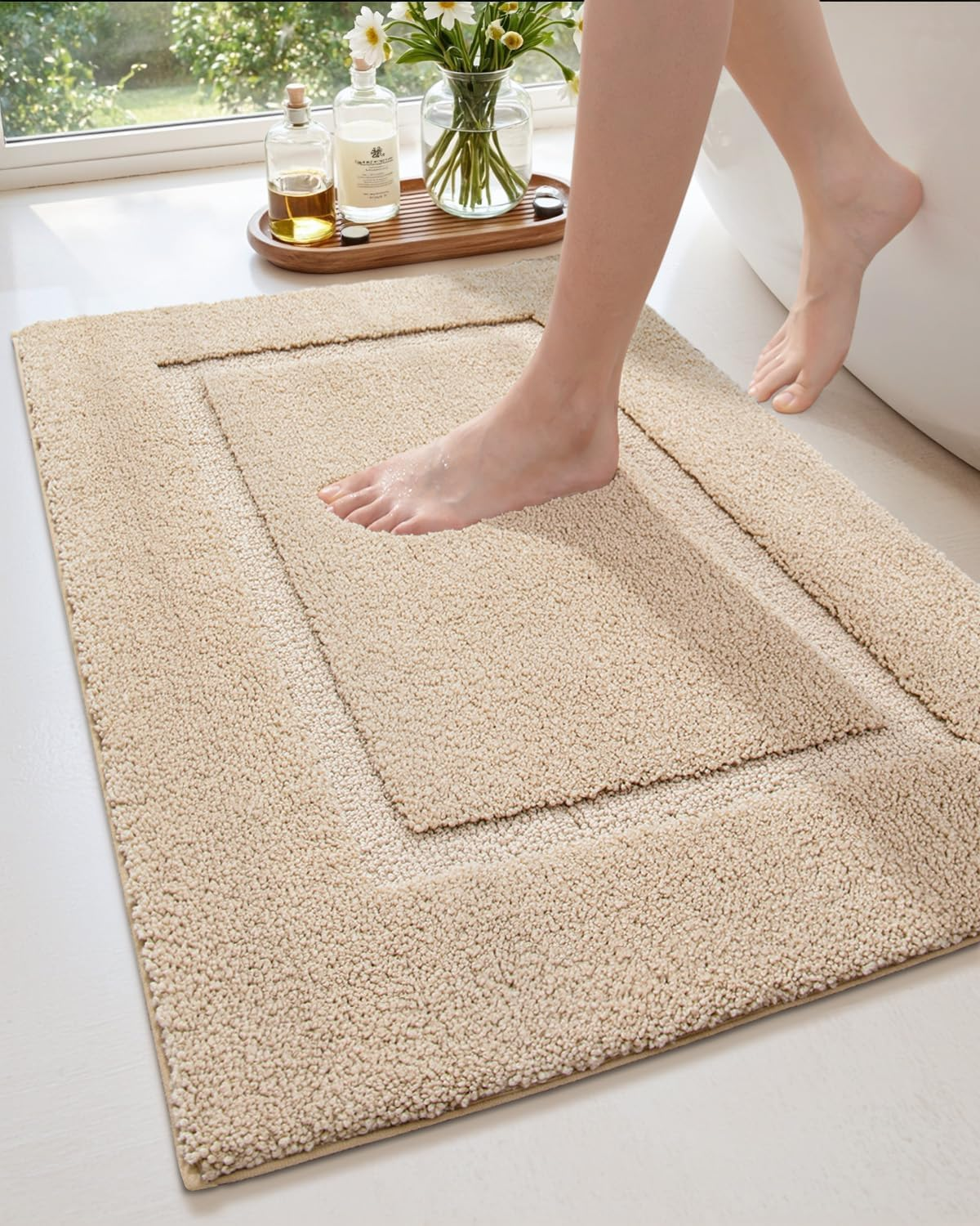 DEXI Bathroom Rug Mat, Ultra Absorbent Soft Bath Rugs, Washable Non-Slip Bathmat for Shower Room Floor, Tub, 36"X24", Grey