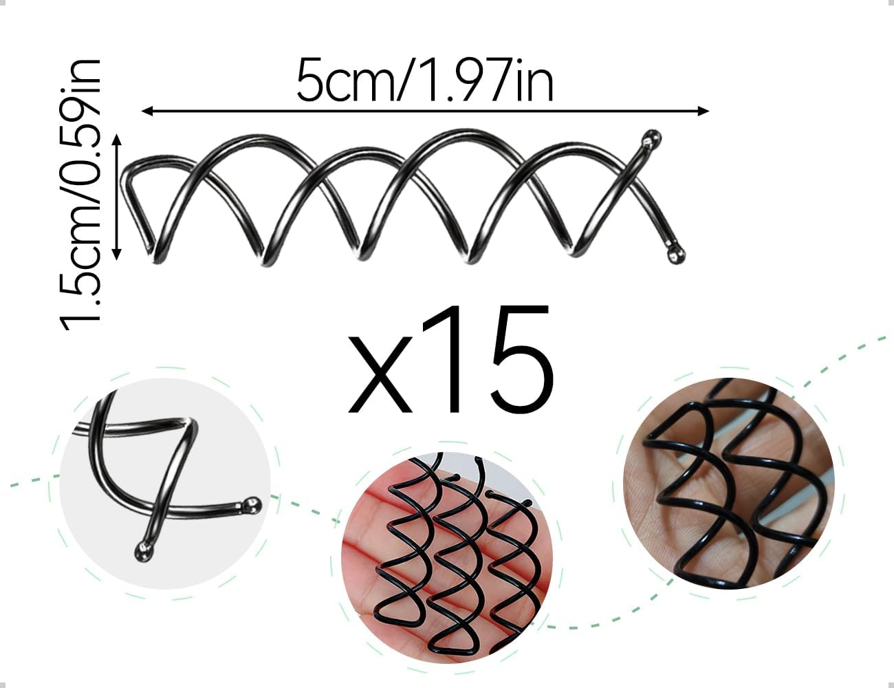 AOYEGIC Pack of 15 Spiral Hair Clips, Bun Hairpin, Used for Girls, Children, Hairdressers, Women, Home, Office, School, Birthday, Party, Anniversary (Black)