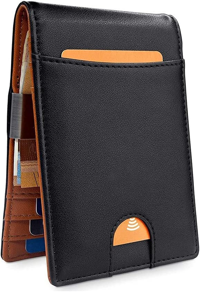 Wallets Mens RFID Blocking with Money Clip, Bi-Fold Slim Leather Men Wallet Credit Card Holder image number 3