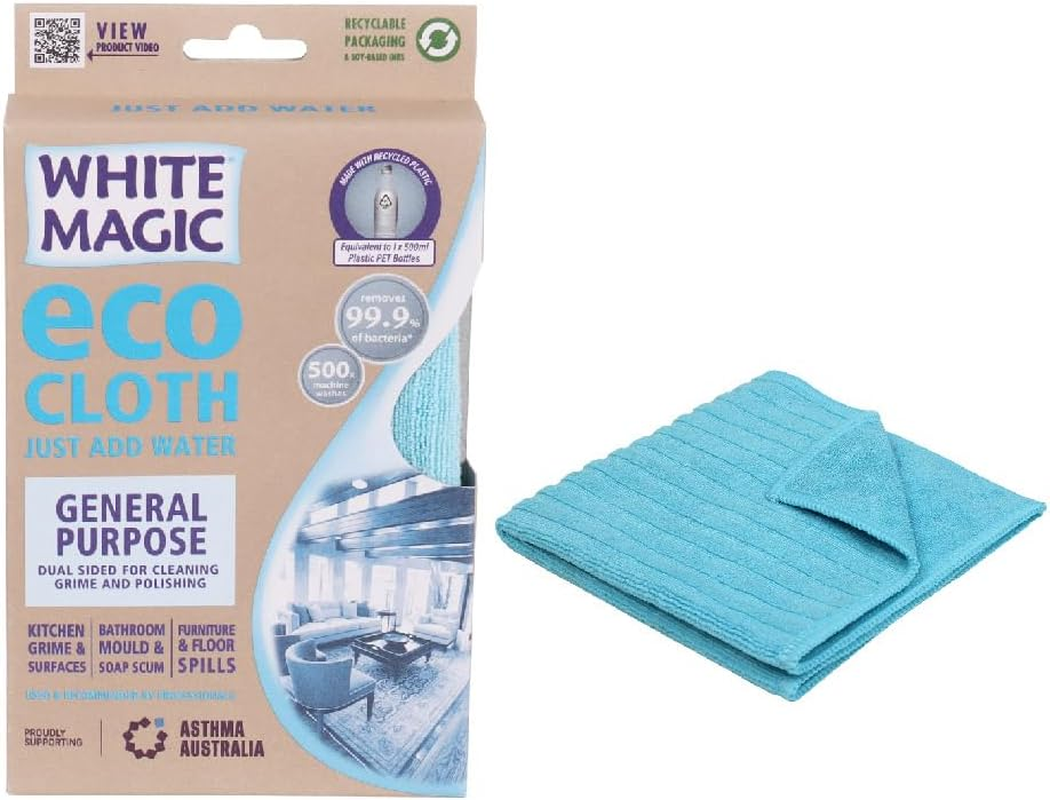 White Magic General Purpose Eco Cloth, Great Household Cleaning Tools for Bathroom, Kitchen, and Cars, Washable and Reusable image number 4