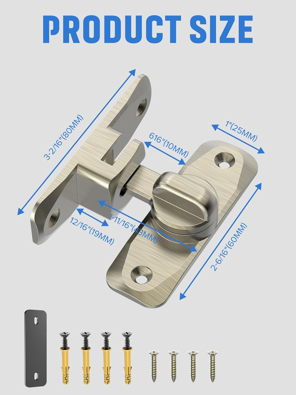 90/180 Degree Flip Barn Door Lock, Protect Privacy - Security Sliding Door Latch, Small Gate Latches Hardware for Barn, Garden, Bathroom, Cabinet, Window (Bronze-1Pc) - Black-2Pcs image number 5