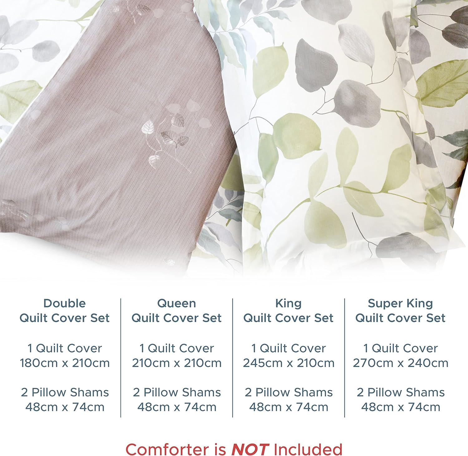 Essina Double Bed Quilt Cover Set &ndash; 3Pc Bedding with Doona Cover Double and Pillow Shams &ndash; Quilt Cover Cotton 620 Thread Count &ndash; Luxurious Duvet Cover &ndash;Watercolour image number 2