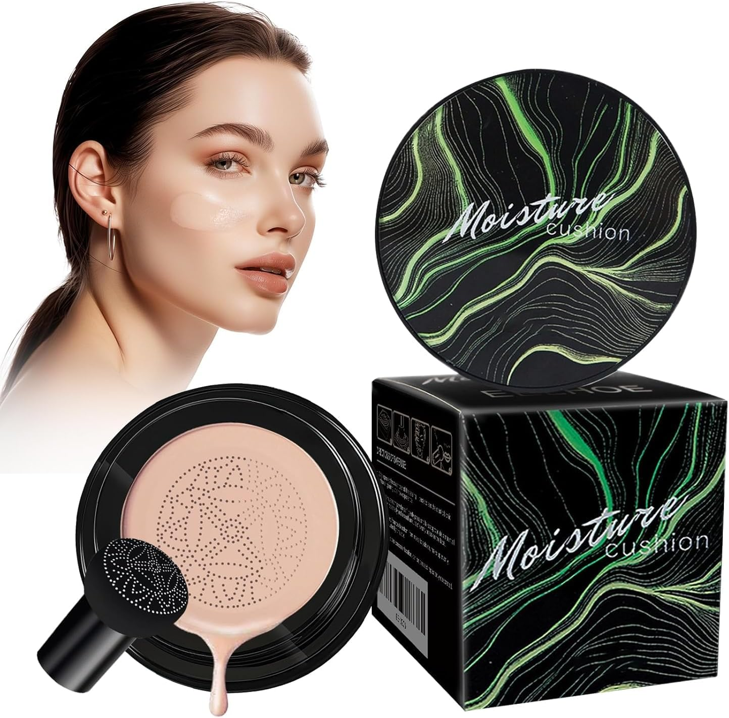 Mushroom Head Air Cushion CC Cream Foundation Makeup, Moisturizing BB Cream Face Makeup Liquid Foundation, Makeup Long Lasting Matte Concealer for All Skin Types (Natural, All Skin)