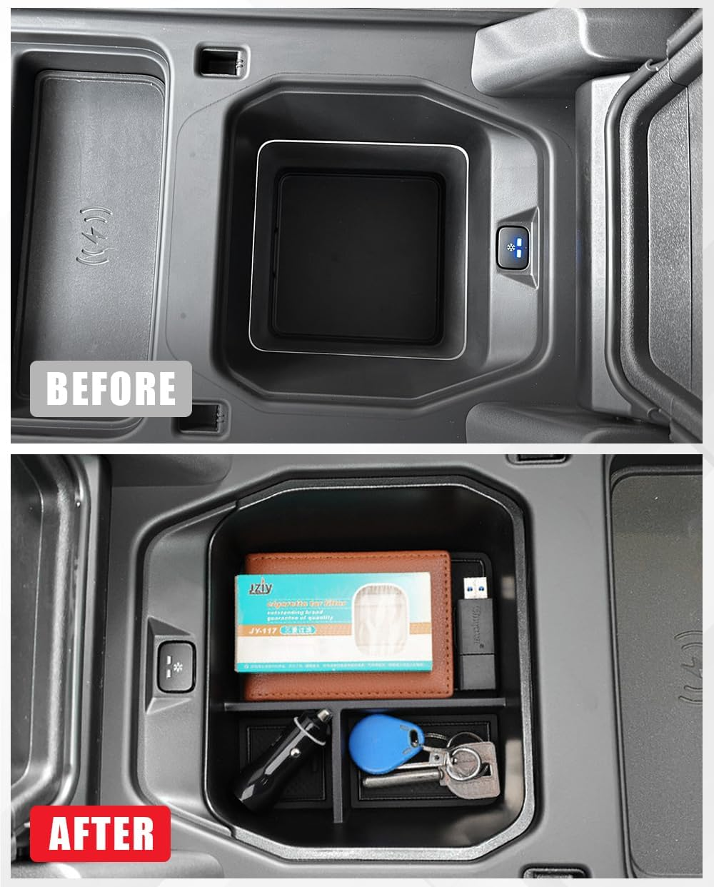 Evgoxmods 3PCS Center Console Organizer Compatible with 2020-2024 Land Rover Defender 90 110 130 (ONLY for Refrigerator Version) Armrest Storage Box Insert Tray Sets Interior Accessories image number 6