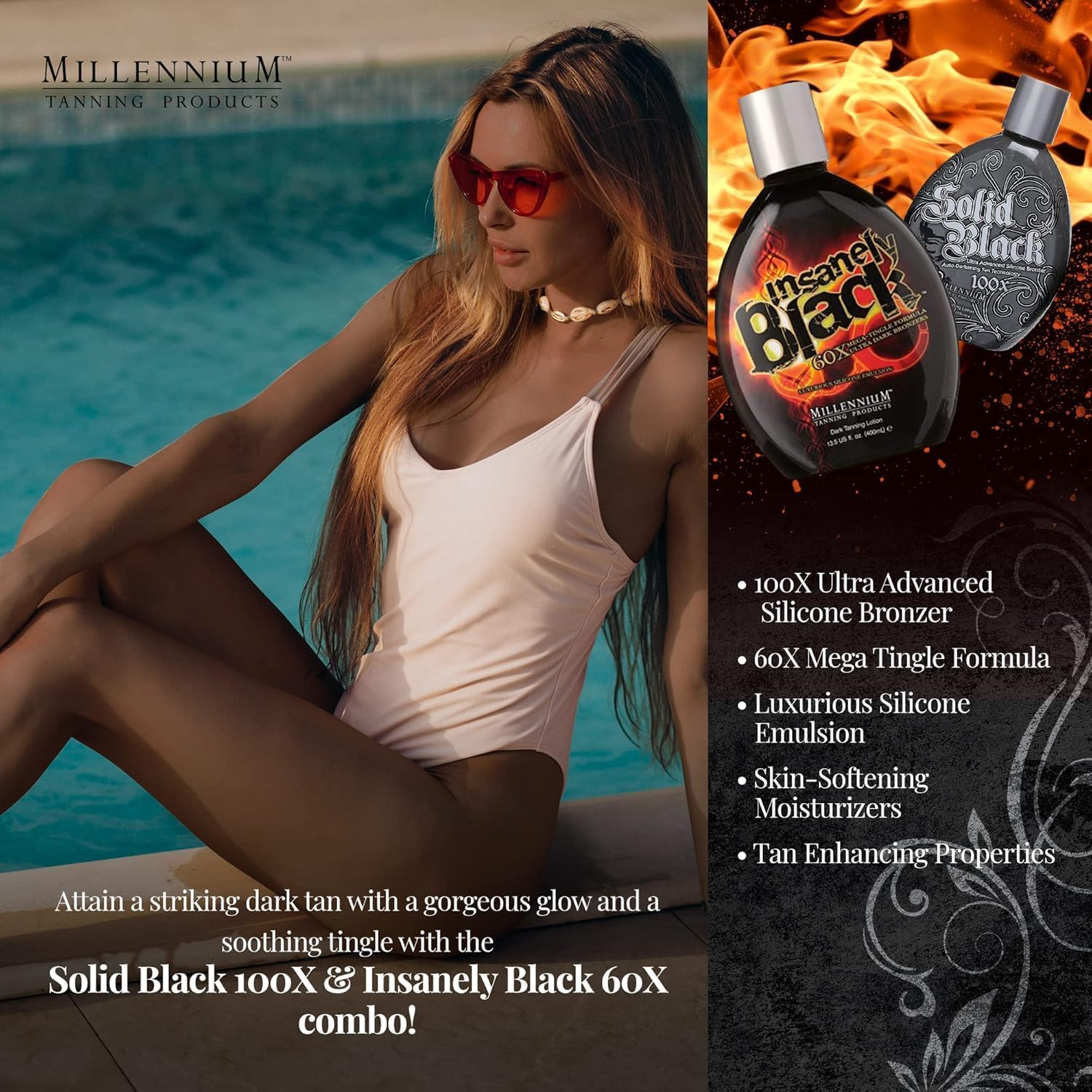 Millennium Tanning Products, Solid Black 100X (13.5 Oz) and Insanely Black 60X (13.5 Oz) image number 4
