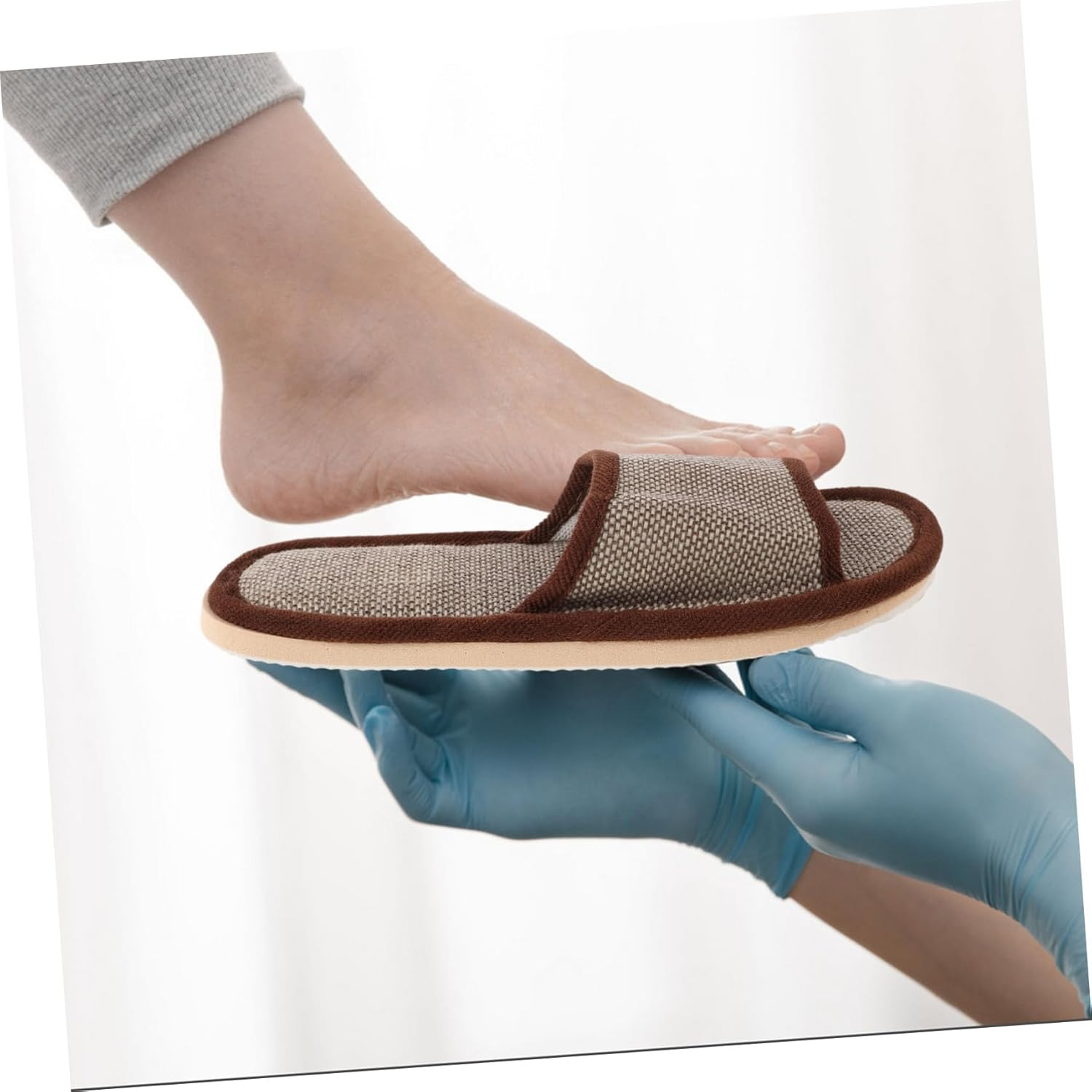 VALICLUD Summer Cotton Linen Slippers Non Slip EVA Sole Lightweight Home Hotel Slippers for Bathroom and Indoor Use image number 2