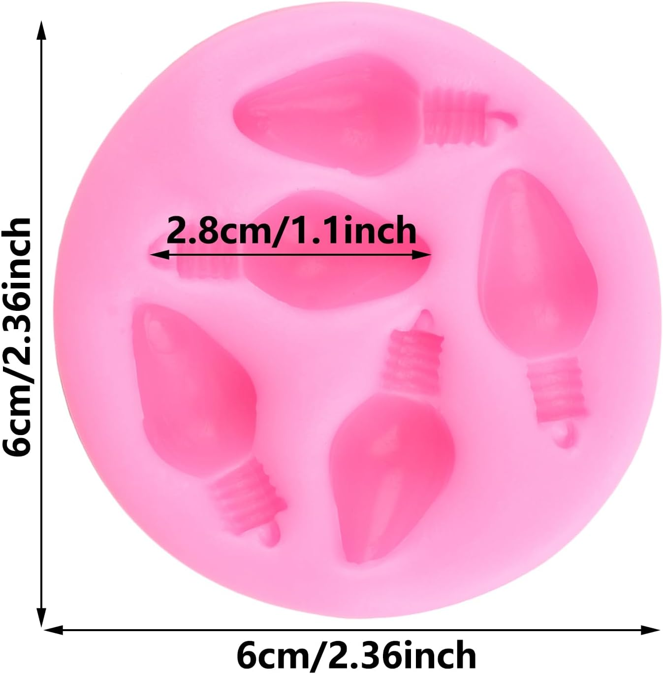 Light Bulb Silicone Mould Christmas Light Bulb Chocolate Fondant Moulds for Cupcake Topper Cake Decoration Polymer Clay Candy Gum Paste image number 6