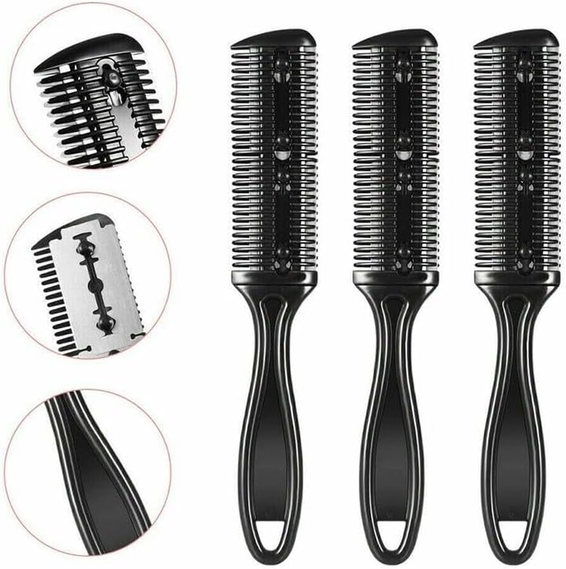 2PCS Razor Comb with Blades Razor Trimmer DIY Double Sides Hair Thinning Comb, 6.89 In&ndash; Easy Hair Styling & Texturizing Tool image number 4
