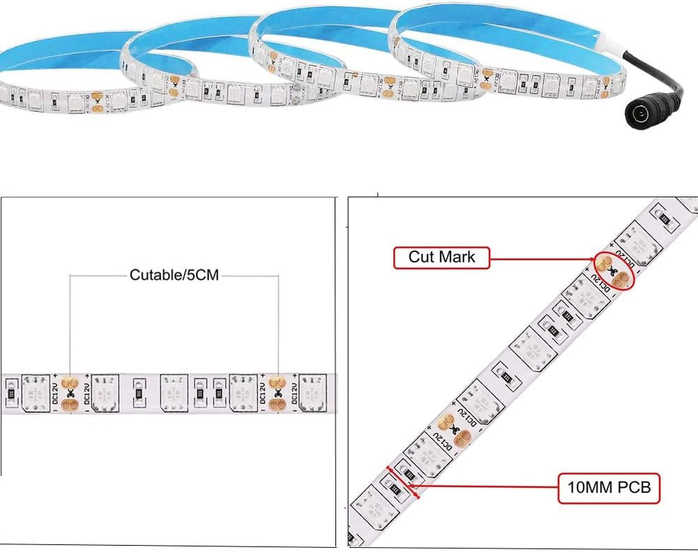 JOYLIT 12V LED Strip Lights 5M Red 620-625Nm IP65 Waterproof, 300Leds SMD 5050 Flexible Cuttable Adhesive Tape Light for Truck, Car, Boat, DIY (Without Power Supply) image number 4
