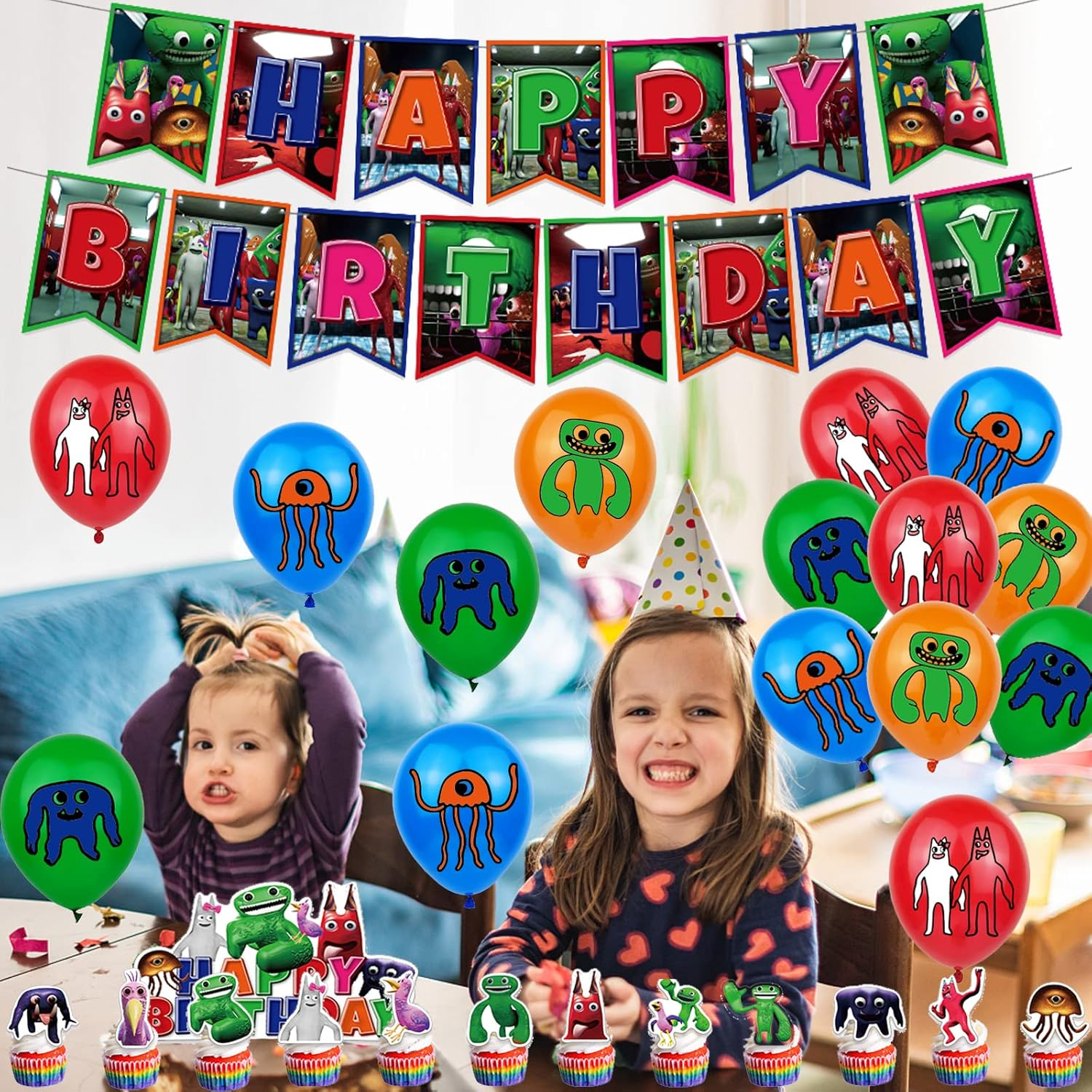 Garten of Banban Party Supplies Garten of Banban Party Decorations Garten of Ban Ban Balloons Birthday Garten of Banban Balloons Garten of Ban Ban Cake Topper Garten of Ban Ban Birthday Banner image number 2