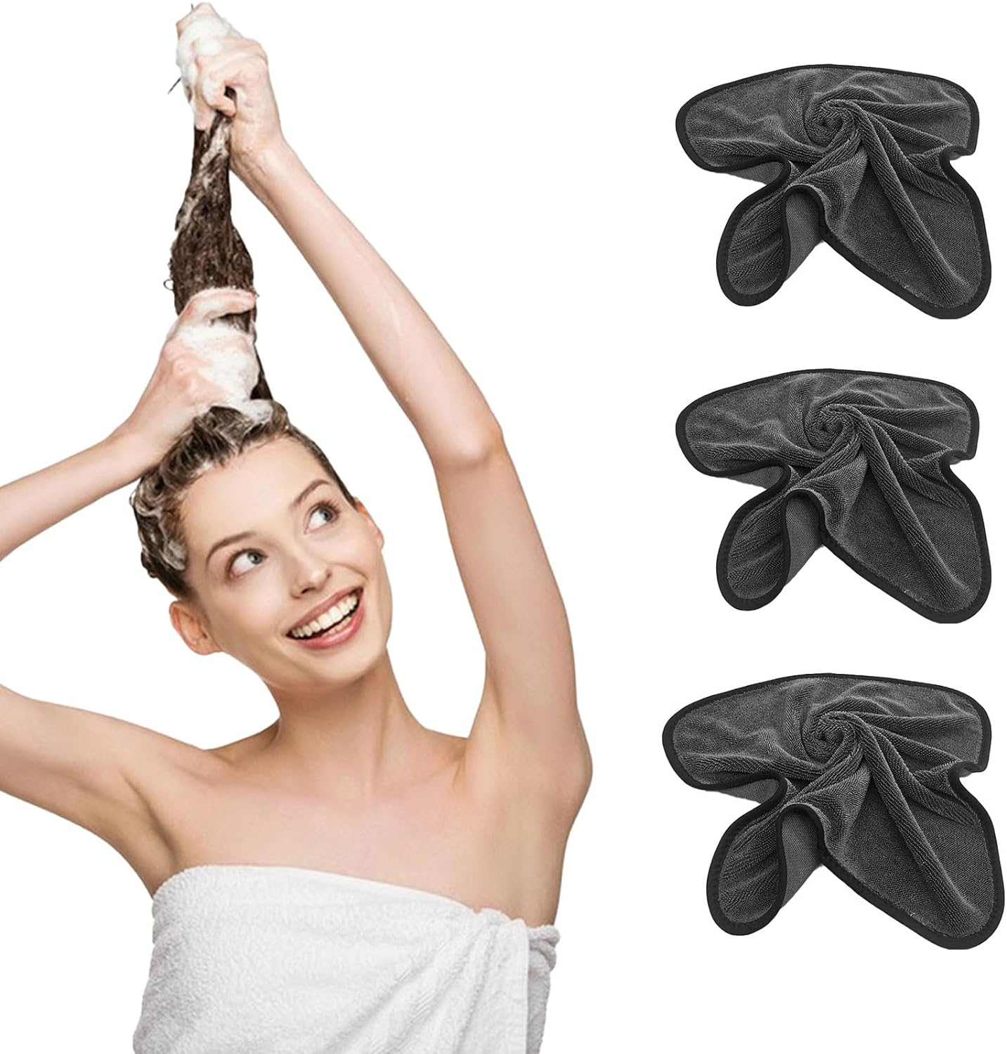 3PCS Shiny Bath Drying Towel, Shiny Wipes Bath Drying Towel, Super Absorbent Microfiber Bath Towels, Black Bath Towels for Bathroom,Car Home Office Cleaning image number 2