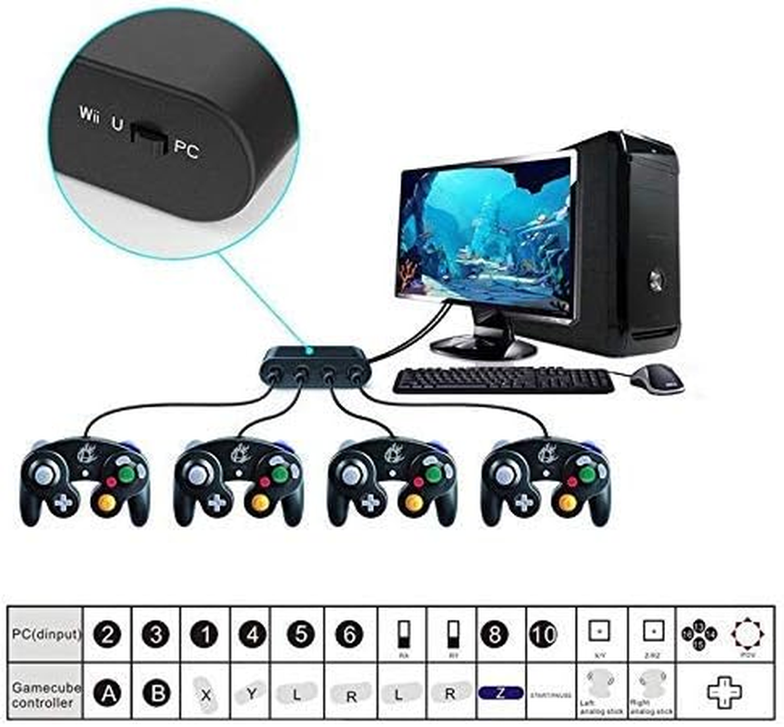 OSTENT 4 Port Controller Adapter Convertor for Nintendo Gamecube NGC to Wii U/Switch/Pc Terminal