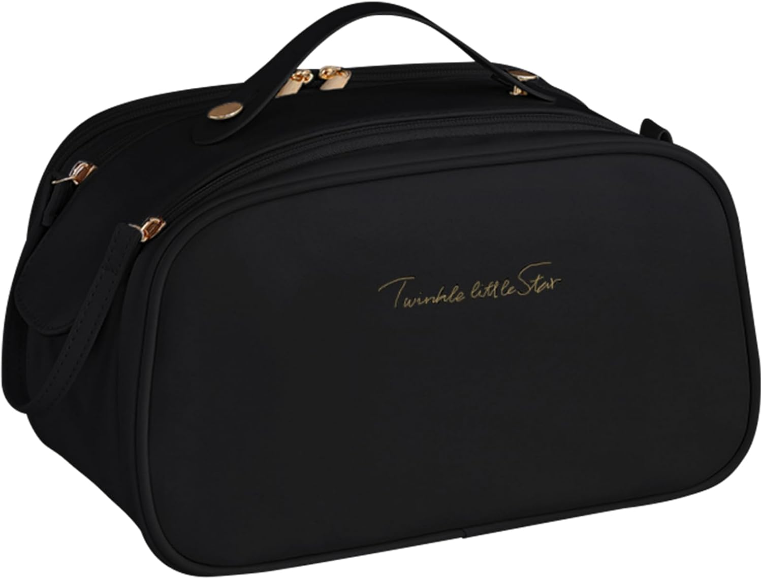 Ogetok Leather Makeup Bag for Women, Portable Travel Cosmetic Bags Zipper Make up Pouch for Ladies Woman, Large Toiletry Organizer Bag for Toiletries Cosmetics Accessories, Black image number 6