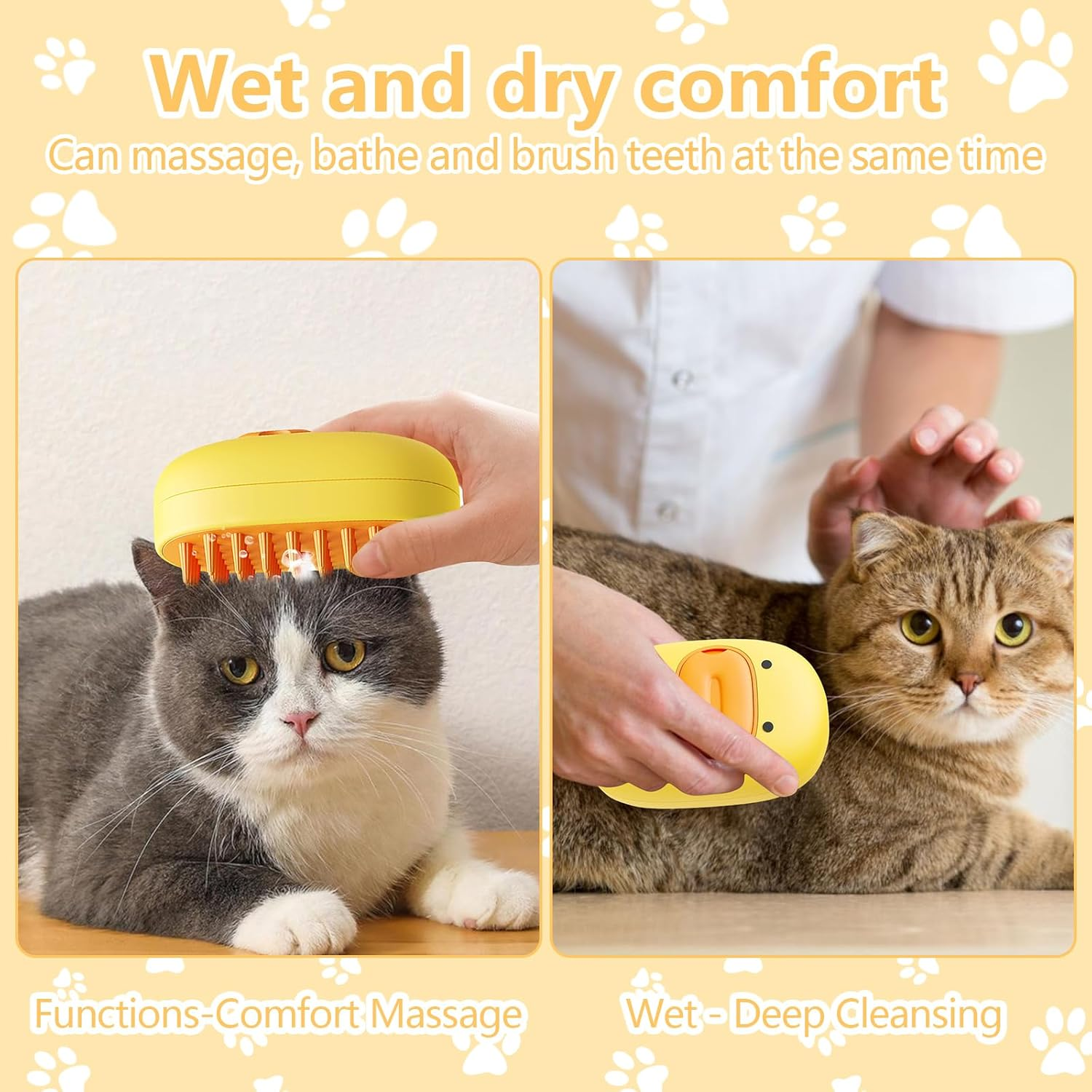 Steamy Cat Brush, Cat Steamy Brush 3-In-1 Cat Steam Brush, Cat Brush with Steam, Steam Cat Hair Brush, Cat Care Brush, Pet Hair Removal Comb for Cat Dog image number 2