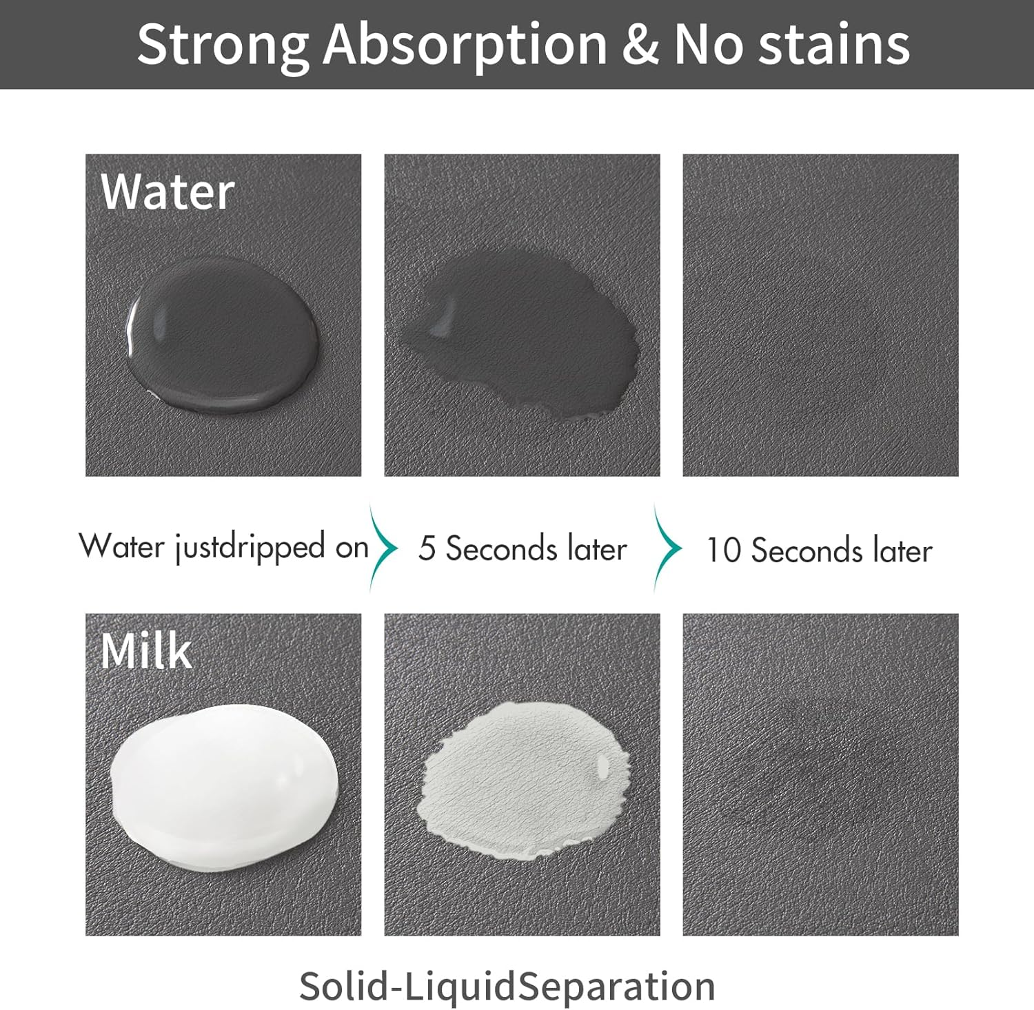 Pet Food Mat, Absorbent Dog Mat for Food and Water, Pet Placemats for Cat and Dog Water Bowl, Non-Slip Dog Food Mat, Dog Feeding Mat to Protect Your Floors (Dark Grey-2 Paws, 44.5 X 71 Cm) image number 5