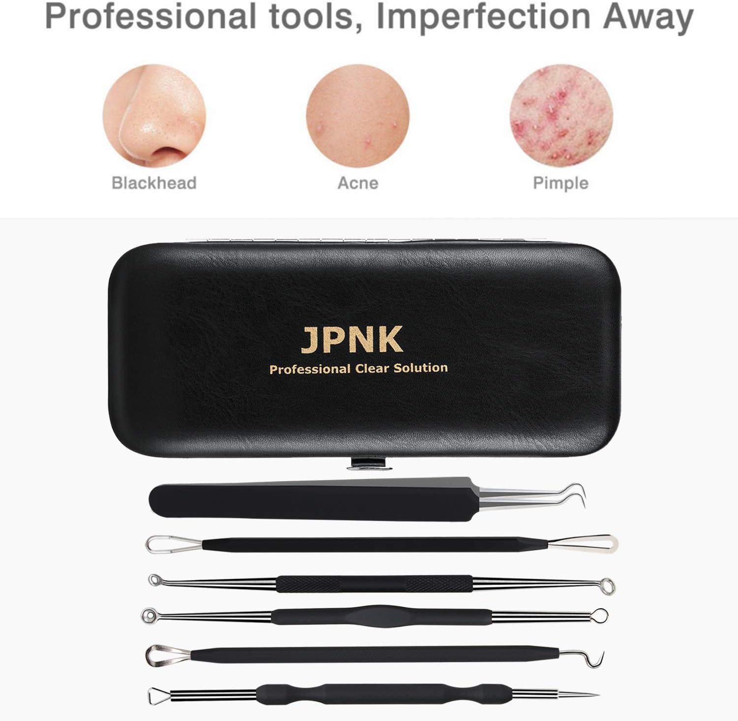 JPNK Pink&Black Blackhead Remover Pimple Comedone Extractor Tool Z-Black