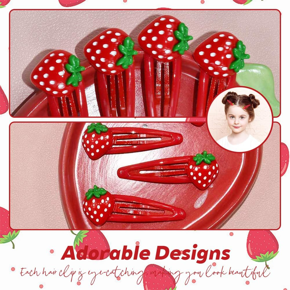 TRKETK 12 Pcs Strawberry Hair Clips, Pink Fruit Hairpin Metal Snap Hair Clips Y2K Retro Strawberry Accessories Sweet Gift Decorative for Everyday Styling (Three Colors) image number 4