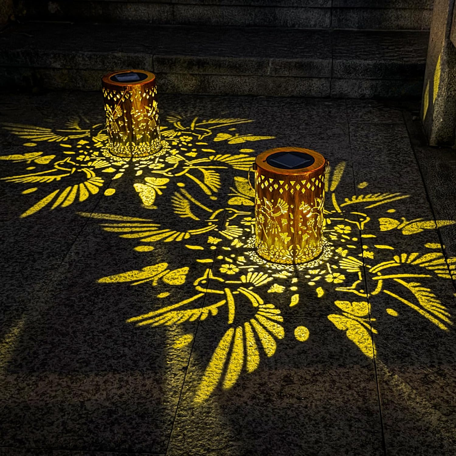 Solar Lanterns Outdoor Waterproof Hummingbird Garden Decor Lantern Birthday Gifts for Women Mom Grandma, Hanging Solar Lights Metal Solar Decoration outside for Yard, Patio, Backyard, Porch, 2 Pack image number 4