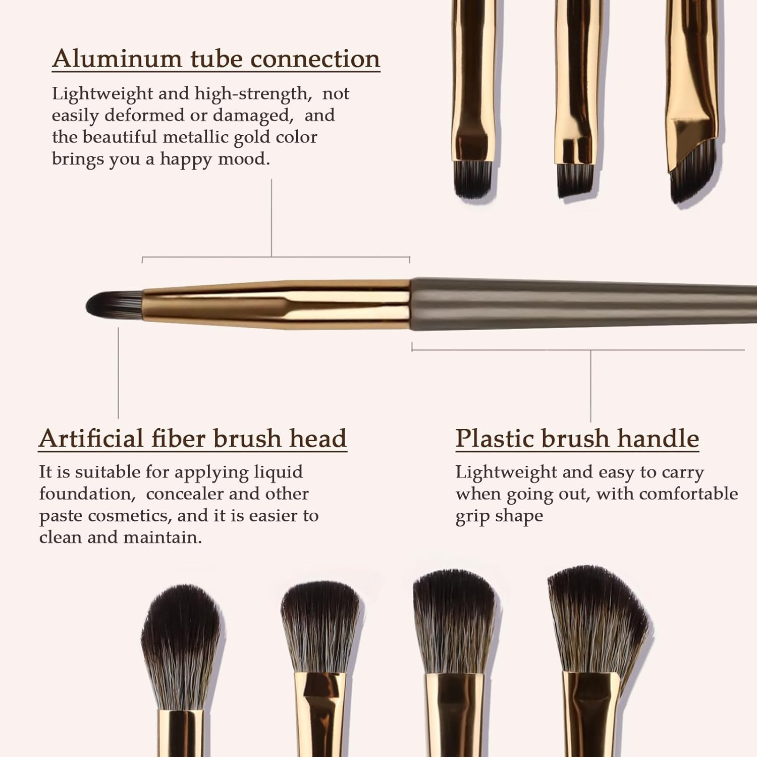 8PCS Eyeshadow Brush Set, 8 Different Eyeshadow Brush Heads, Soft Bristles and Plastic Handle, Comes with Leather Storage Bag image number 2