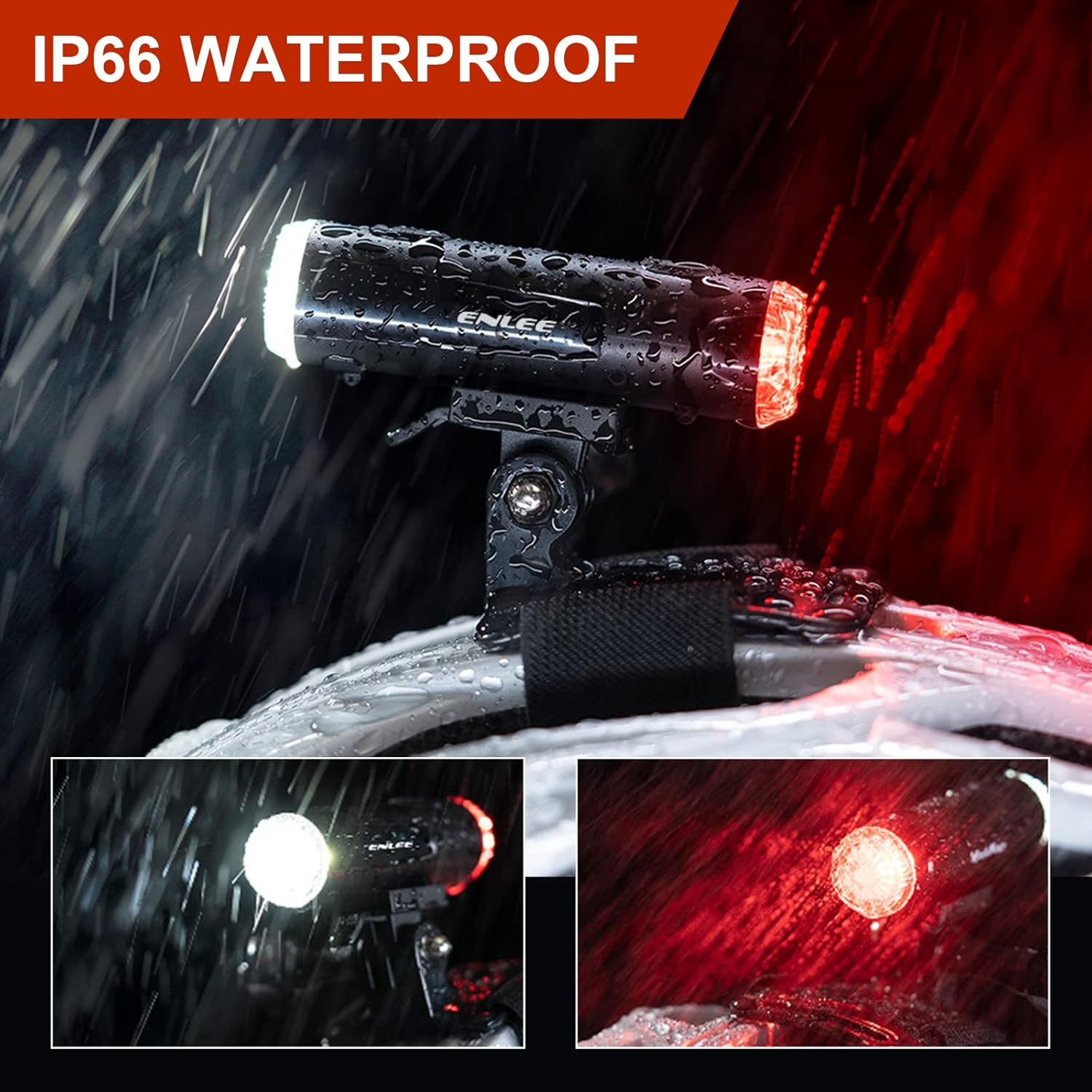 JINKEY Bike Helmet Light Front and Rear Rechargeable LED Bicycle Light IP66 Waterproof Mountain Bike Headlight 5 Warning Light Modes with Bracket Mount for Night Safety Riding image number 1