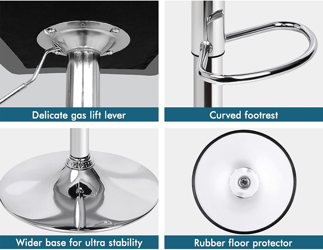 ALFORDSON Bar Stool 2Pcs Adjustable Kitchen Stools Willa Swivel Counter Barstools Black & Grey Dining Chair in 62-84Cm Seat Height with Anti-Slip Floor Protector for Home Bar Dining Room - 2 X Willa Black  Grey image number 2