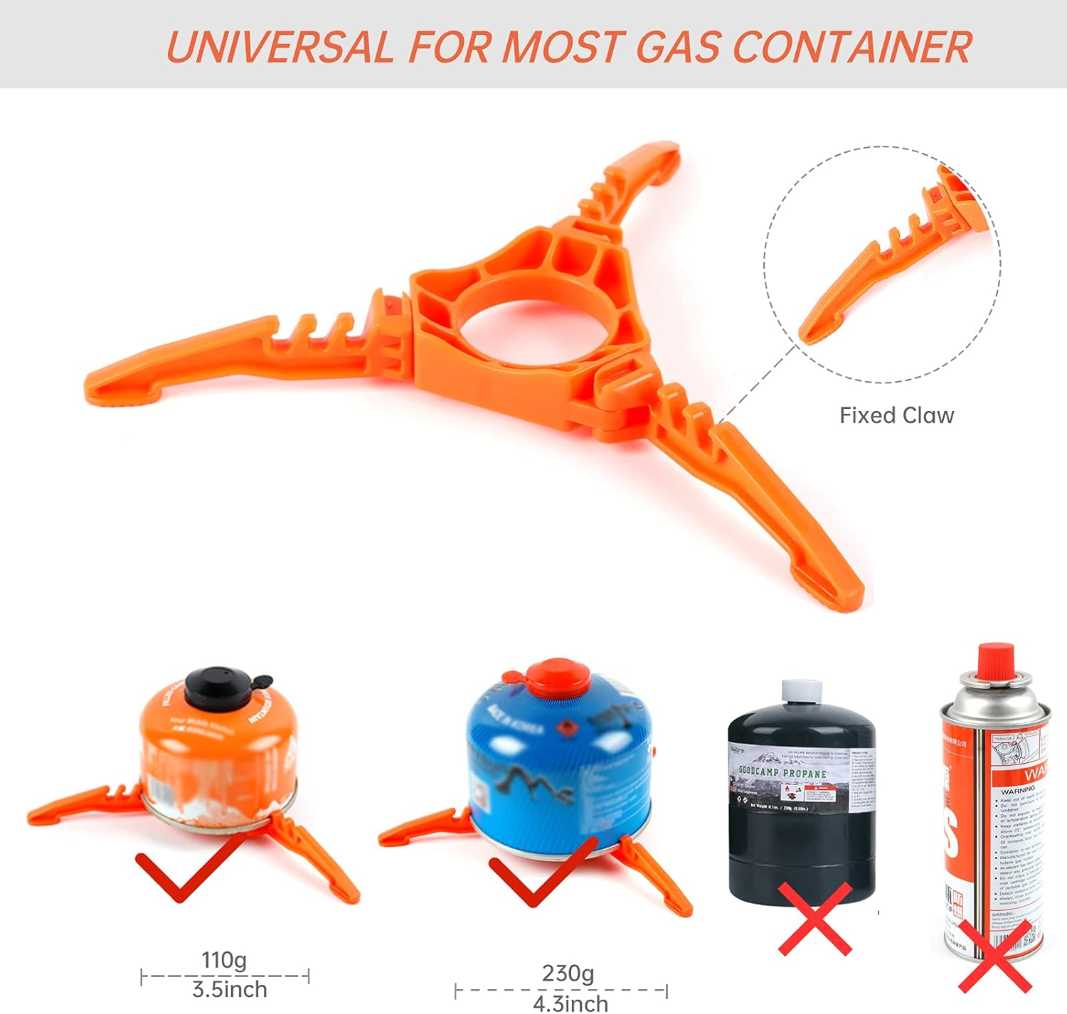 Fuel Can Stabilizer Canister Stand Gas Tank Stand Cartridge Canister Tripod for Camping Fuel Canister(Orange) image number 5