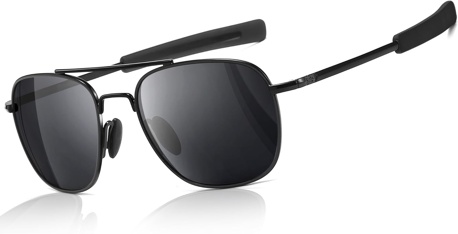 SUNGAIT Men'S Military Style Polarized Pilot Aviator Sunglasses Bayonet Temples