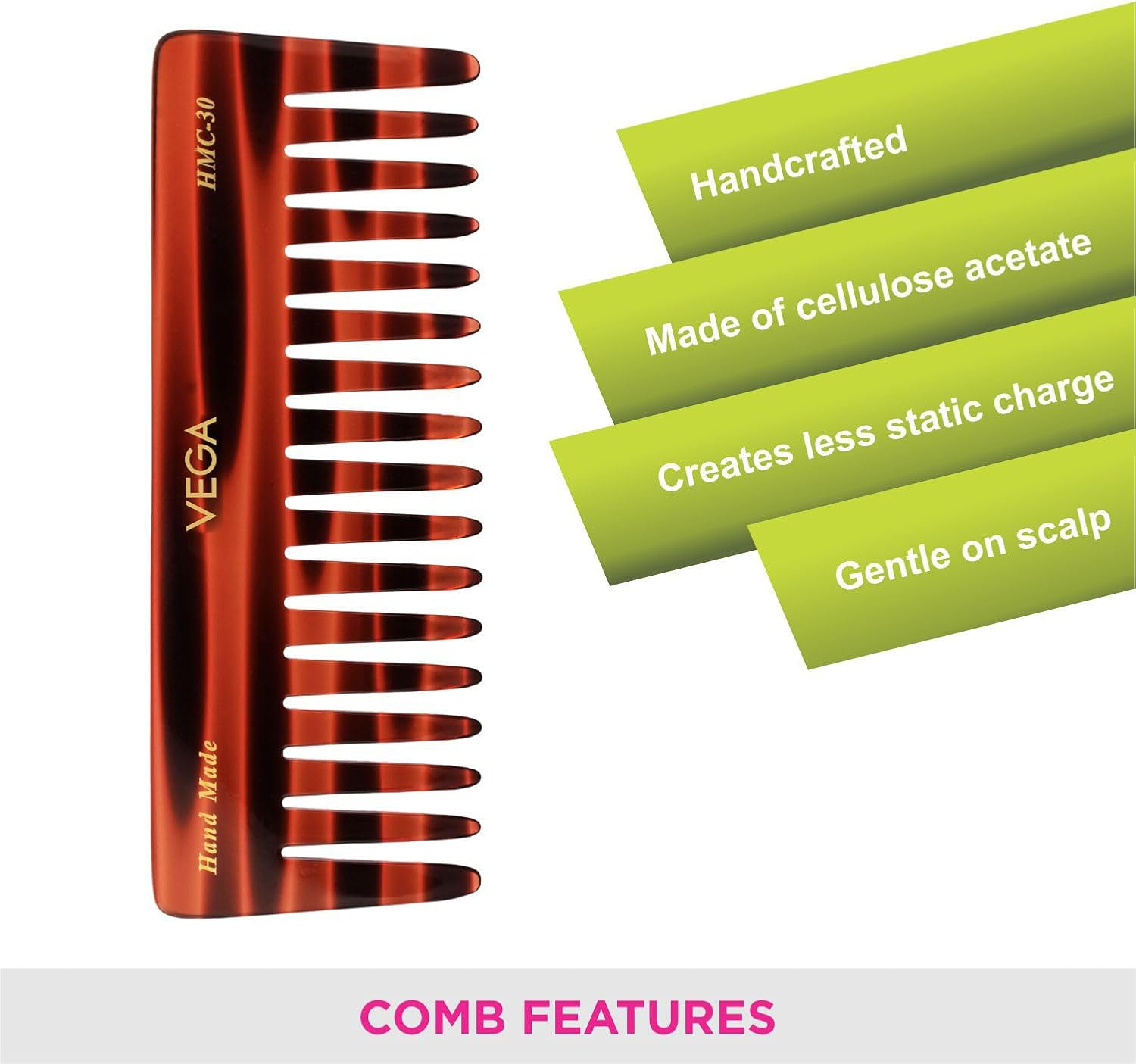 Vega Handmade Comb - Shampoo HMC-30 1 Pcs