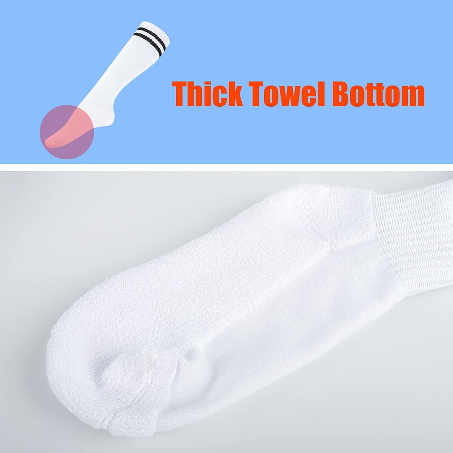 4 Pairs Soccer Socks, High Knee Football Socks for Youth Boys Girls Kids Adults image number 5