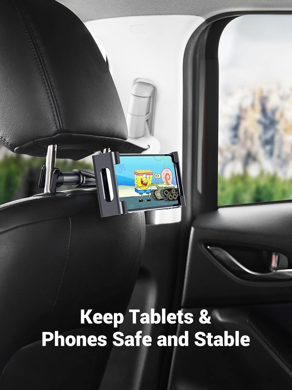 UGREEN Car Headrest Mount Back Seat Tablet Phone Holder Rear Bracket Cradle for Iphone 17 Pro Max, Ipad Mini Pro Air, Galaxy Tab, and More 4.7-12.9'' Devices image number 1