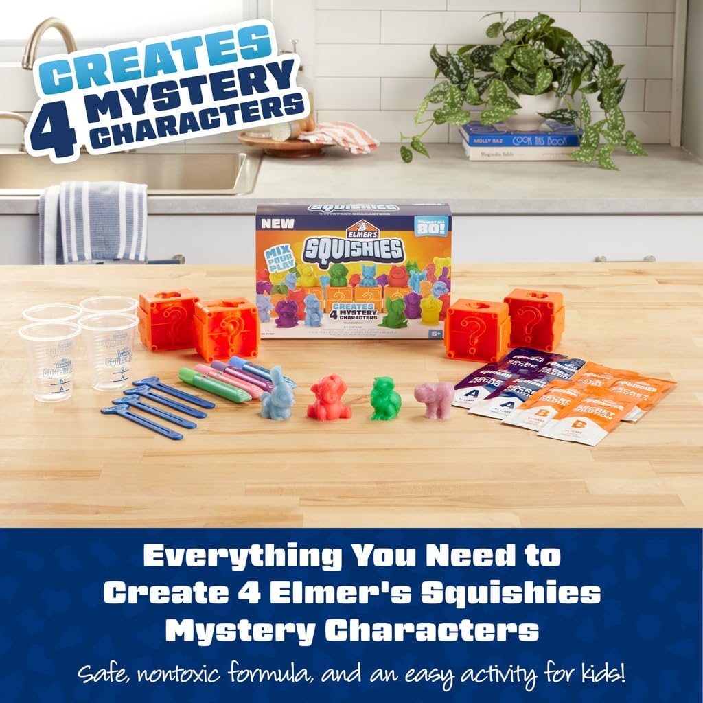 Elmer'S Squishies Kids&rsquo; DIY Activity Kit, Create 4 Mystery Characters, 24 Piece Kit for Ages 6 and Up, Perfect for Stress Relief and Sensory Play image number 2