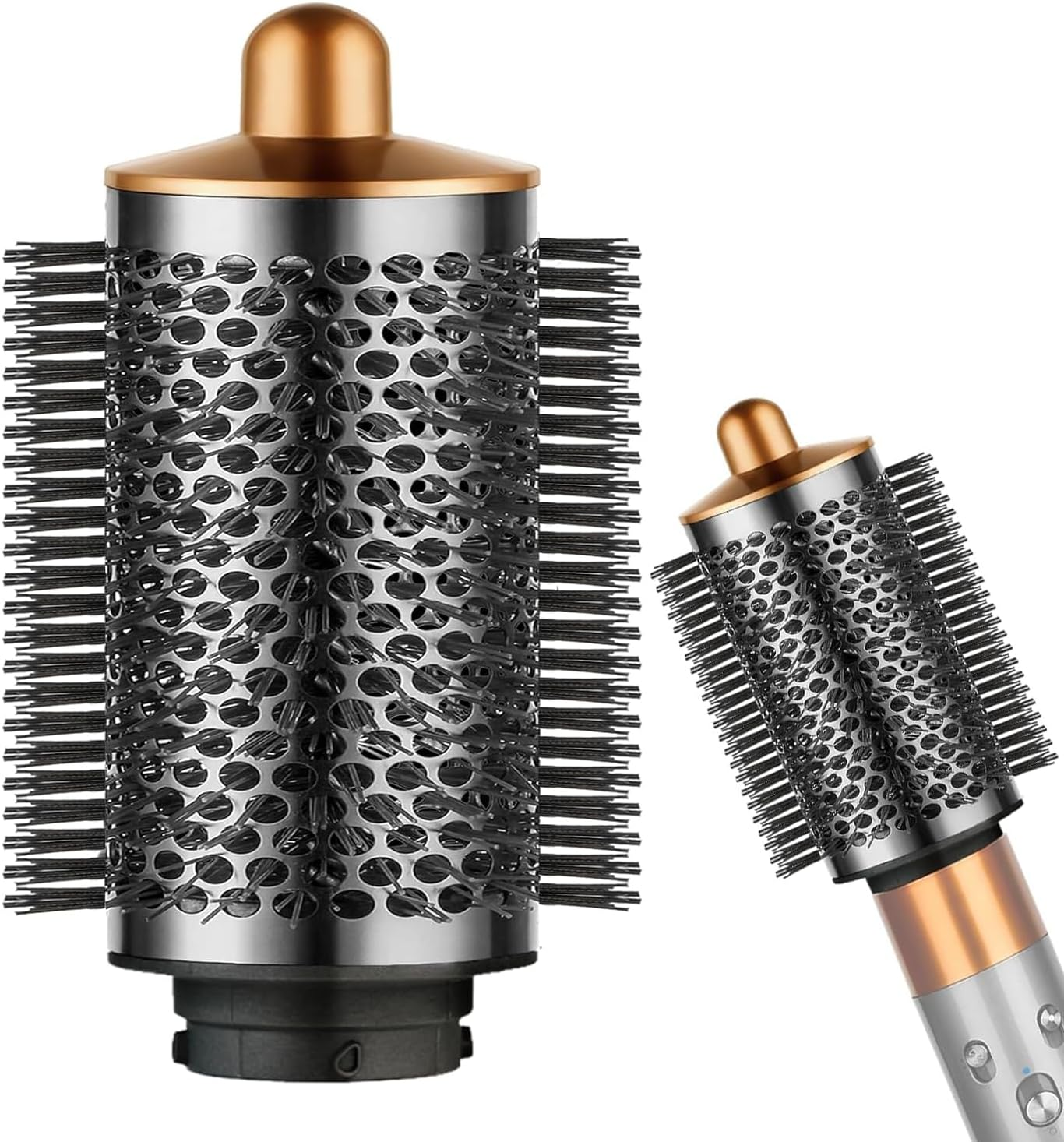 Volumizing Hair Brush, Large Round, Gold/Gray, All Hair Types, Unisex, Adults, Hair Stylists, Hair Care Enthusiasts