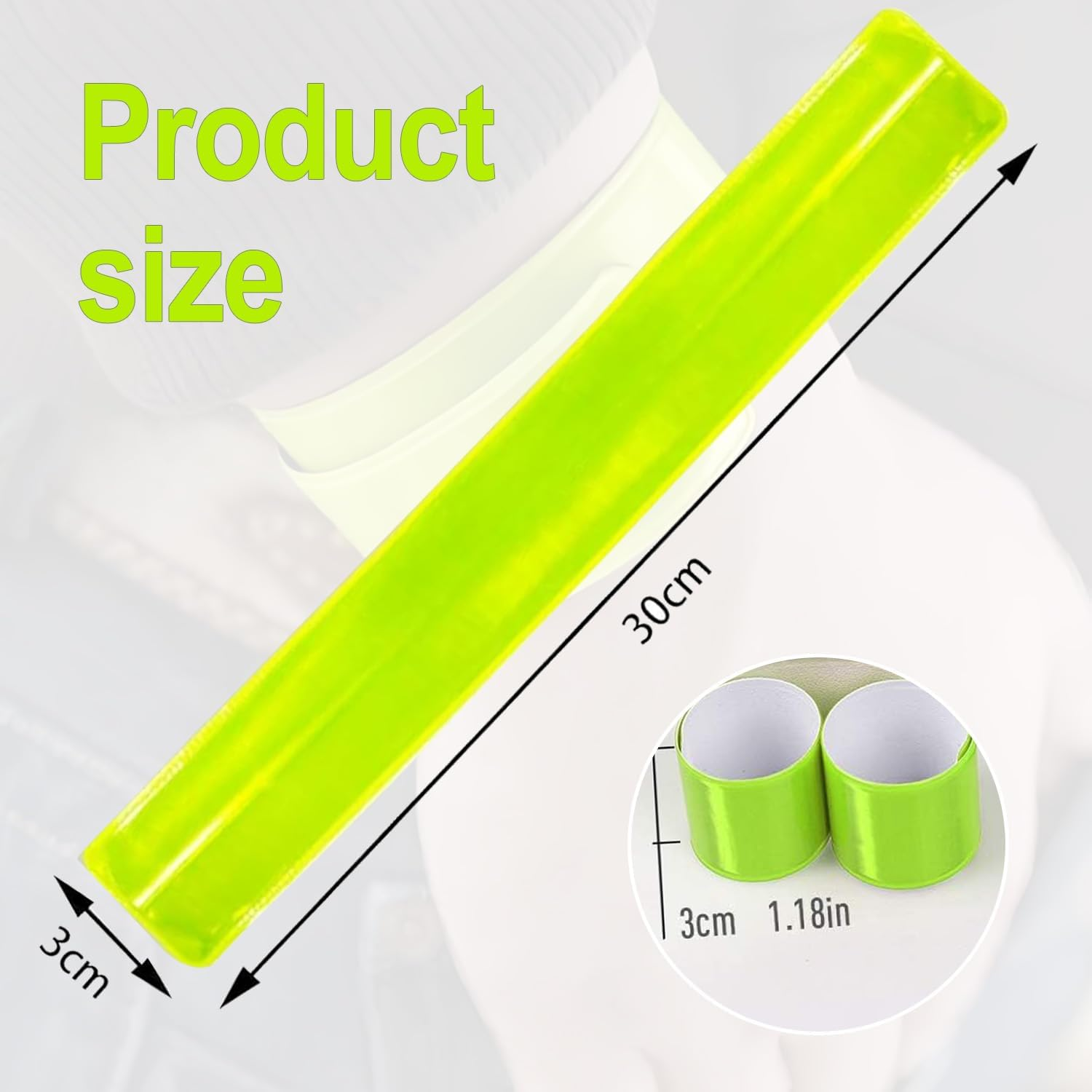 6 Pcs Reflective Bands Snap Bracelets Reflective Safety Band High Visibility Ankle Bands Enhance Safety for School Bags Keys Prams Hiking Joggers and Cyclists Fluorescent Green image number 6