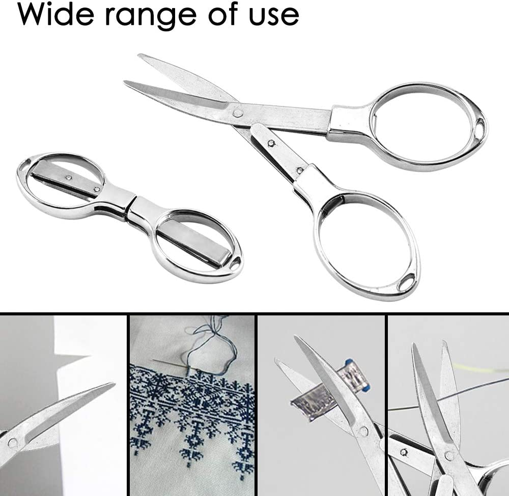 4-Pack Stainless Steel Folding Scissors - Telescopic Cutter Design, Foldable Safety Scissors Ideal for Home, Office, School, Camping & Outdoor Use (Silver) image number 1