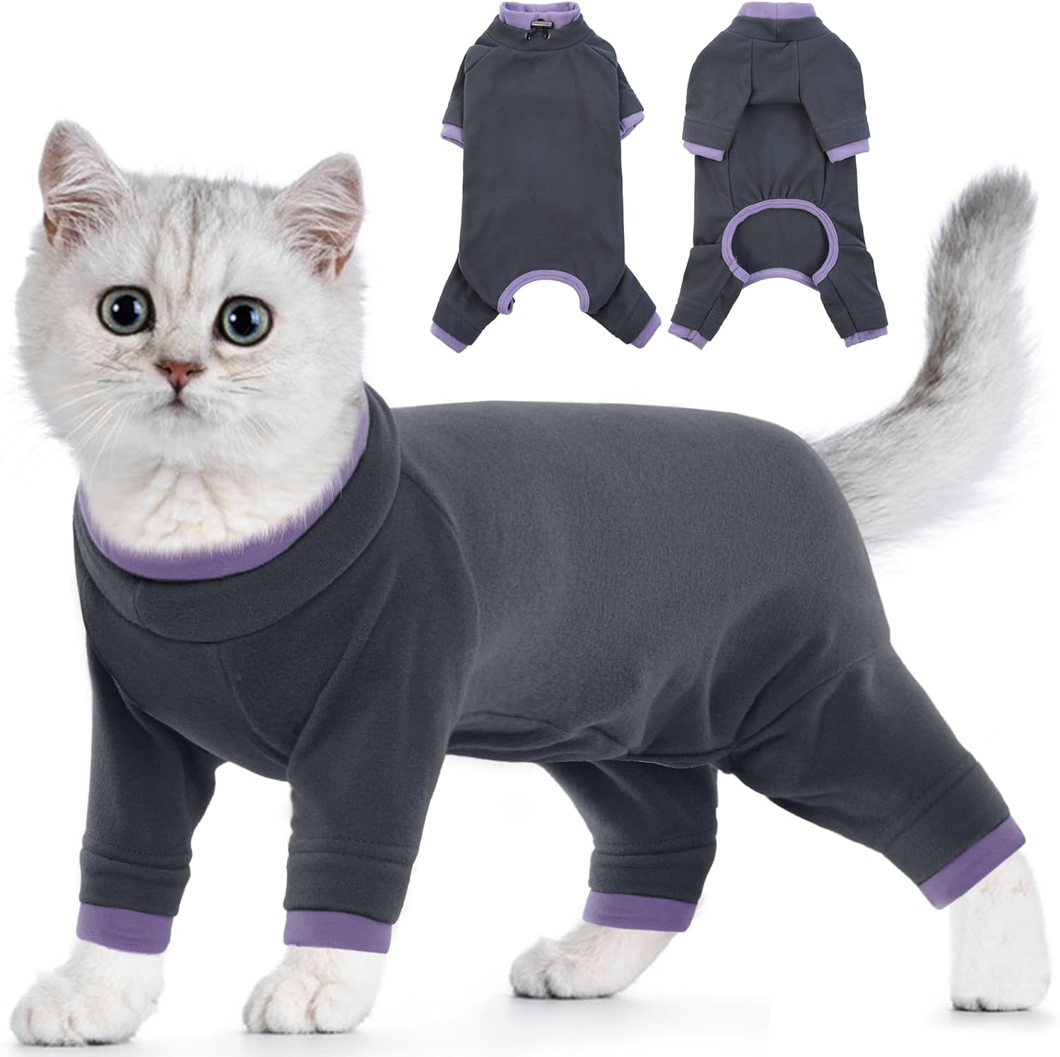 Cat Clothing, Jumper Cat Warm Vest Cat Pyjamas Jumpsuit Onesie Cat Winter Coat Jacket Cat Costume (Black, XL)