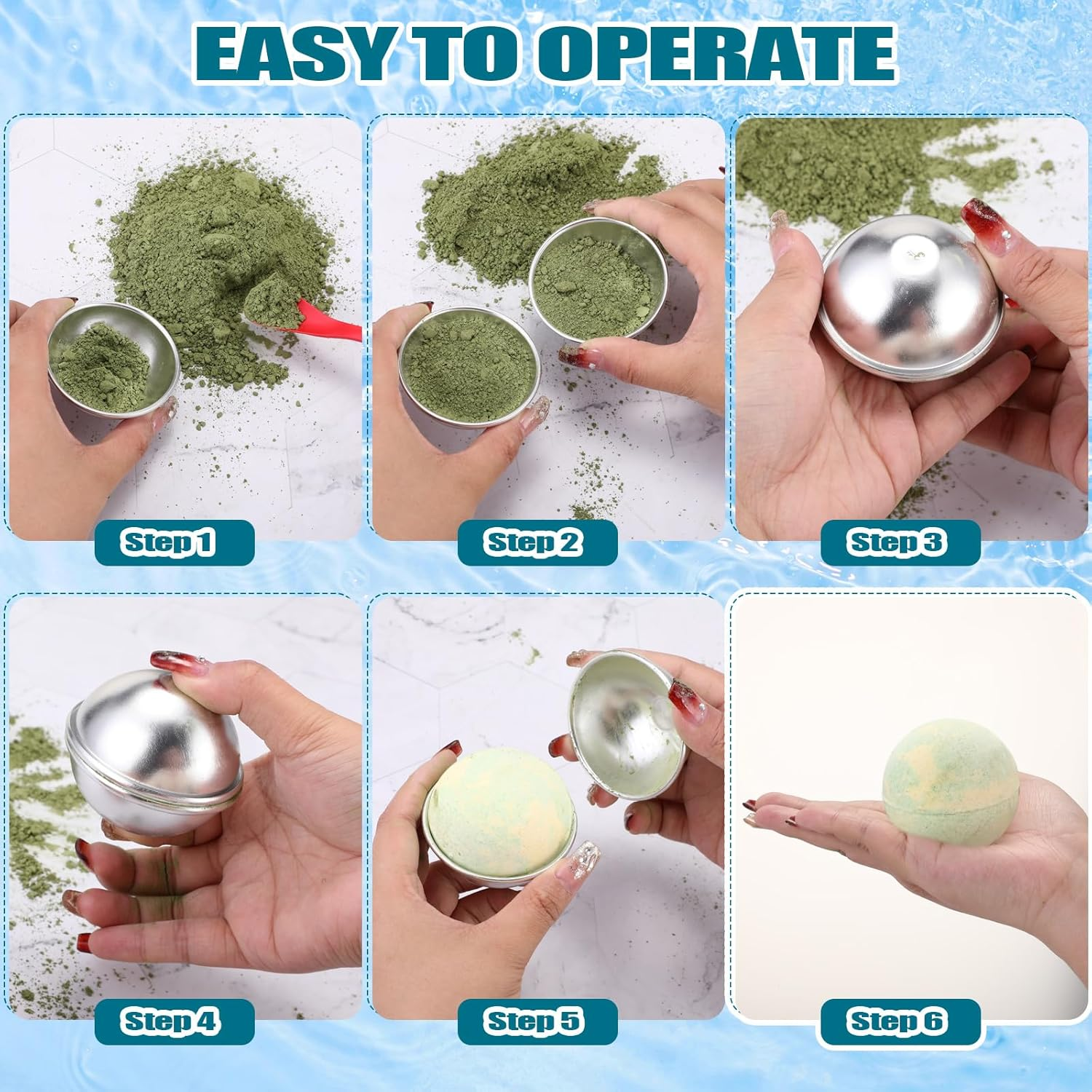 Nuogo 24 Pcs 12 Shapes Bath Bomb Molds Metal Bath Bomb Making for Crafts DIY Kit Candle Soap Making Molds Crafting Press Mould Handicrafts Supplies Gifts for Birthday image number 4