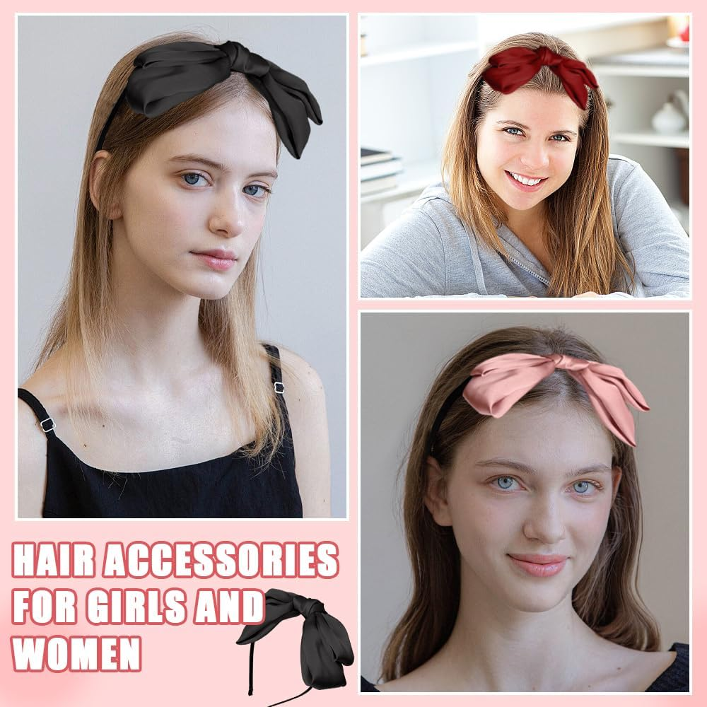 TRKETK Pack of 3 Bow Headband Headdress Multicoloured Beautiful Women'S Headband Hair Accessories Fashion Headbands for Women for Carnival Theme Party Valentine'S Day and Daily Wear image number 2