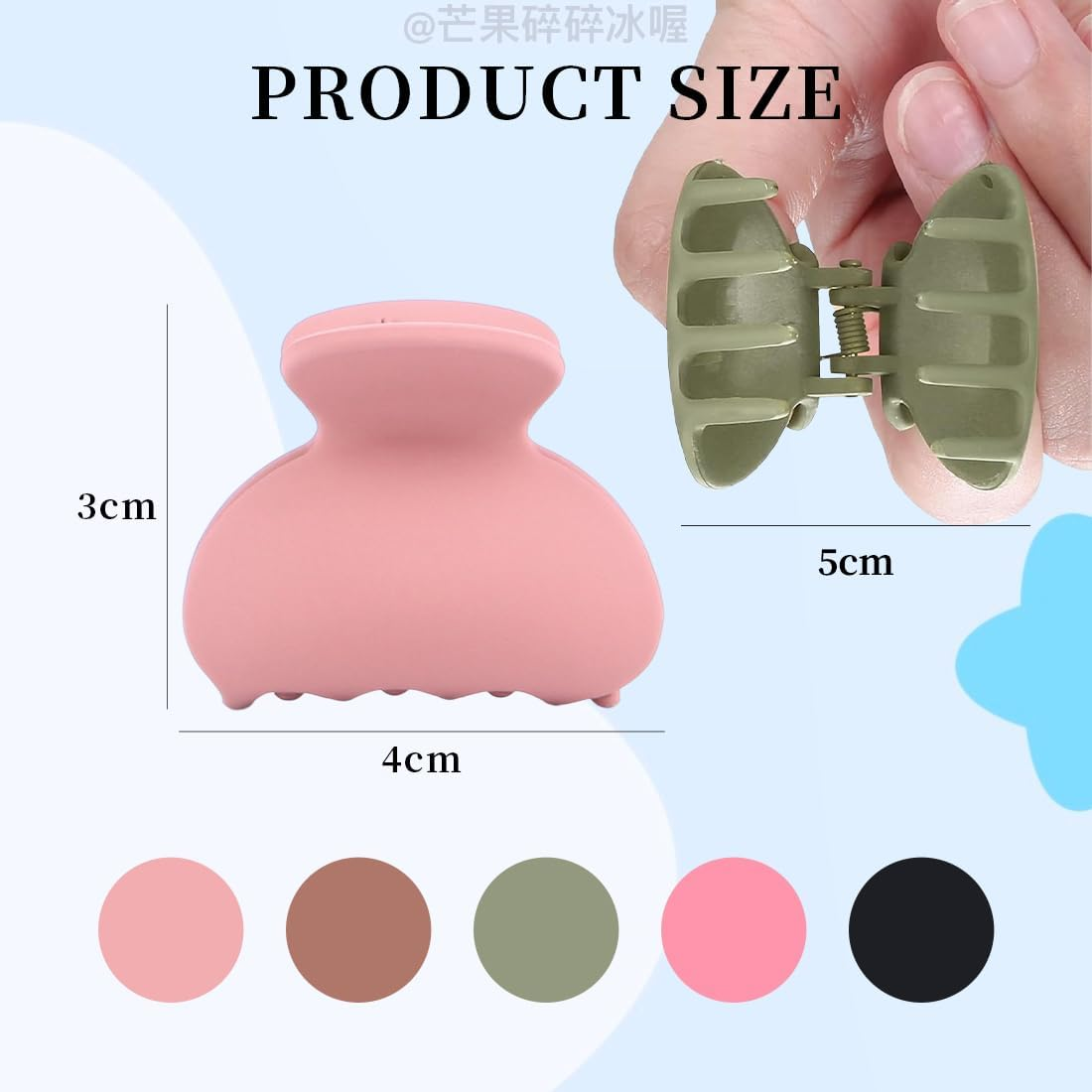 KIRZAX Pack of 12 Women'S Small Hair Clips, 4 Cm Hair Clip, Mini Accessories, Strong Stylish Banana Clip, Spider Hair Clips for Women, Girls, Children image number 4