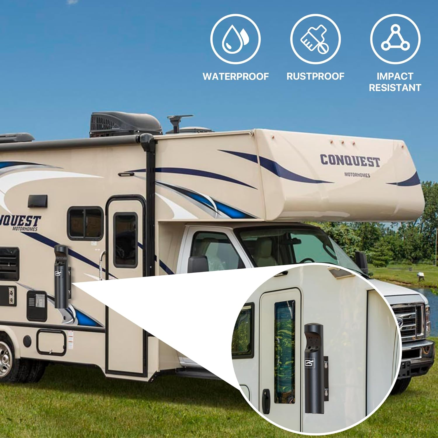 Outdoor Cigarette Ashtray, Wall Mounted Butt Receptacle, Commercial Disposal Container, Smokers Outpost for Patio - Stainless Steel - Black image number 2